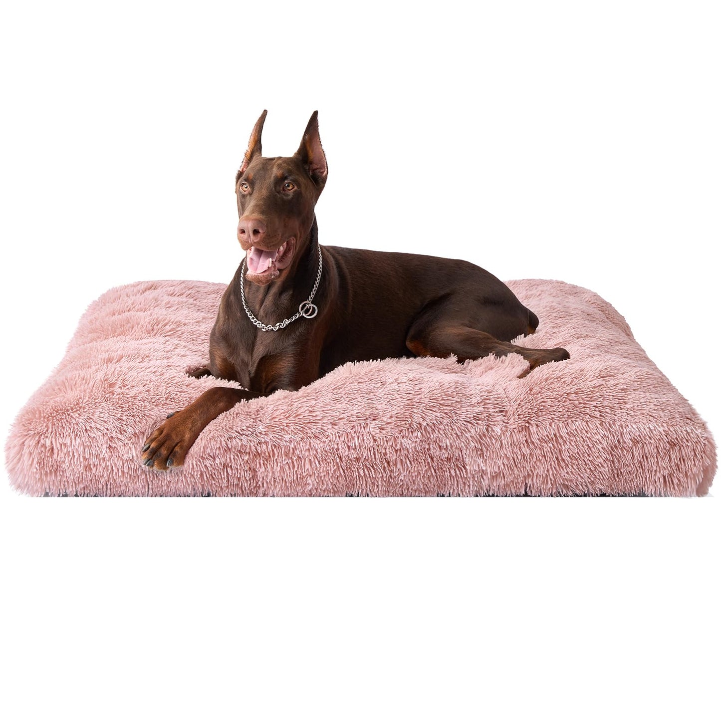 EHEYCIGA Fluffy Dog Crate Bed for Extra Large Dogs, Plush Faux Fur Pad, Calming Anti Anxiety XL Bed for Crate, Washable Soft Warm Dog Mat with Non-Slip Bottom, Grey