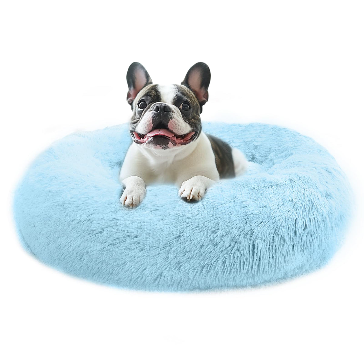 JOLLYVOGUE Small Dog Bed, Calming Dog Beds for Small Dogs & Indoor Cats - 20 Inches Donut Washable Cat Bed for Kittens & Puppies, Round Fluffy Plush Faux Fur Pet Beds(Smoke Grey)