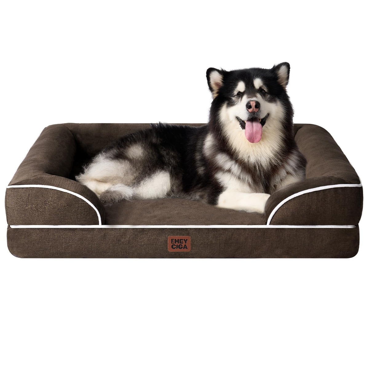 EHEYCIGA Orthopedic Dog Beds for Extra Large Dogs 44x32Inch, Waterproof Memory Foam XL Pet Bed with Sides, Non-Slip and Egg-Crate Foam Big Dog Couch Bed with Washable Removable Cover, Grey