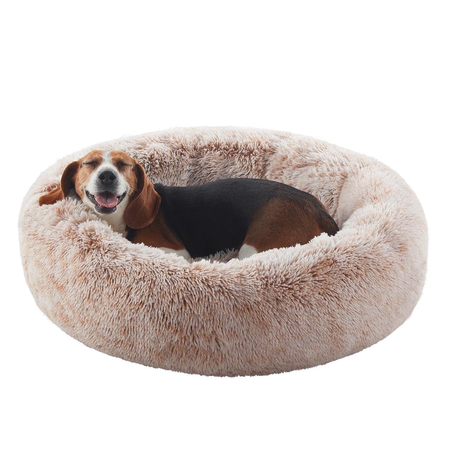 36 inches Donut Dog Bed for Large Dogs - Calming Fluffy Round Pet Bed with Removable & Washable Cover,Fits up to 80 lbs Pets (Dark Grey,Large)