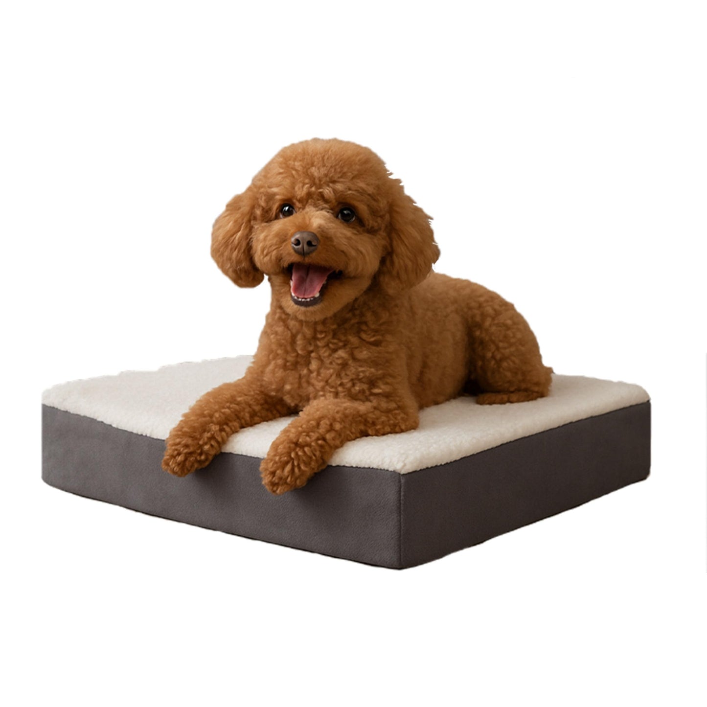 Orthopedic Dog Bed - 2-Layer Memory Foam Crate Mat with Machine Washable Sherpa Cover - 20x15 Pet Bed for Small Dogs Up to 20lbs by PETMAKER (Gray)
