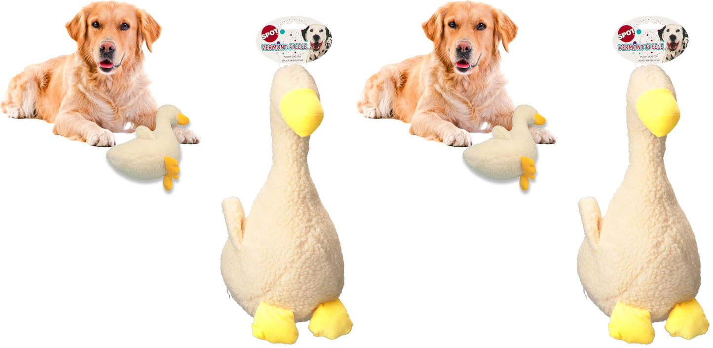 SPOT 9in Vermont Style Fleece Bone Dog Toy – Soft Comfort Plushie for Medium Dogs & Puppies – Built-in Squeaker – No Plastic Parts – Safe for Light Chewers – Cuddly & Calming Pet Toy