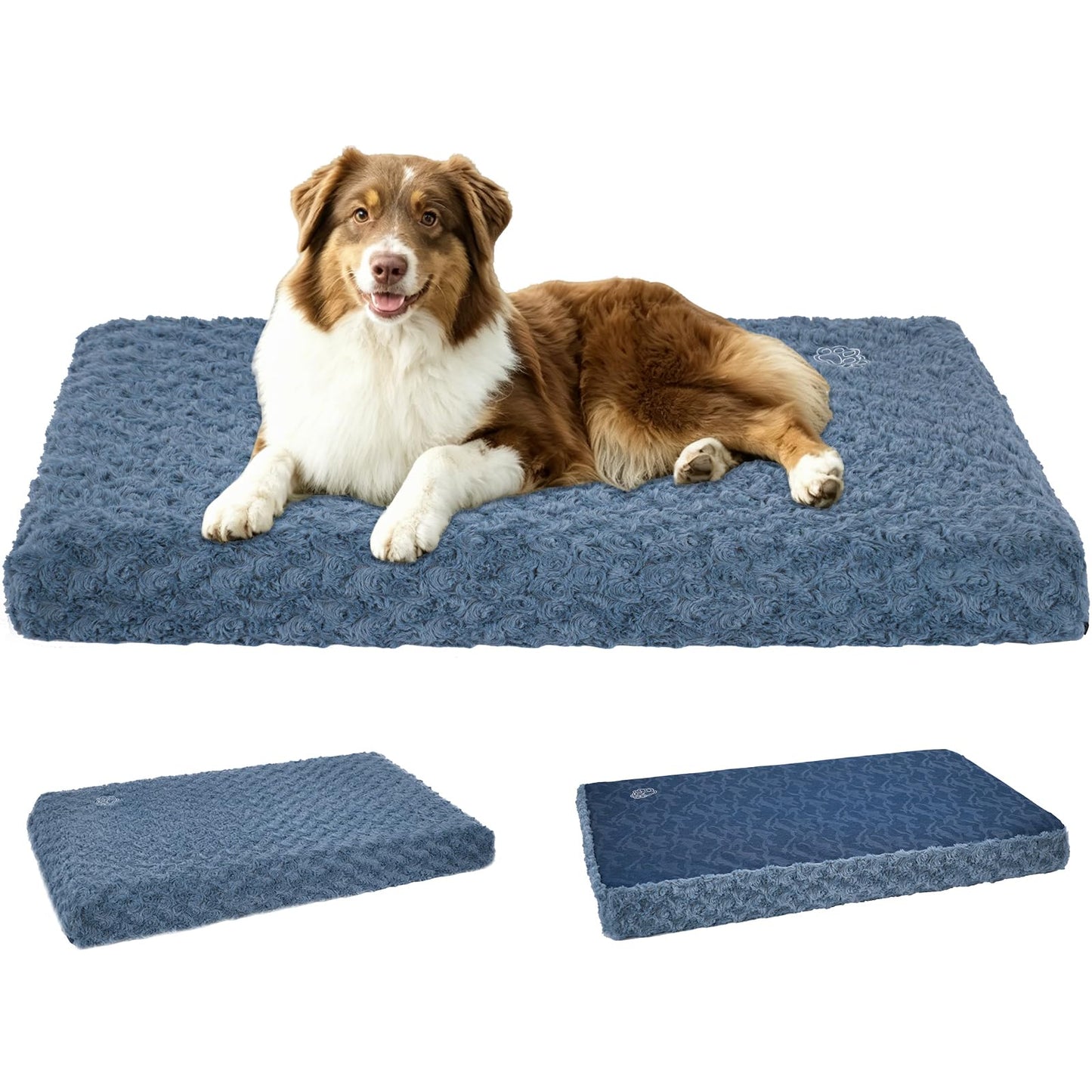 EMPSIGN Stylish Dog Bed Mat Dog Crate Pad Mattress Reversible (Cool & Warm), Water Proof Linings, Removable Machine Washable Cover, Firm Support Pet Crate Bed for Small to XX-Large Dogs, Grey