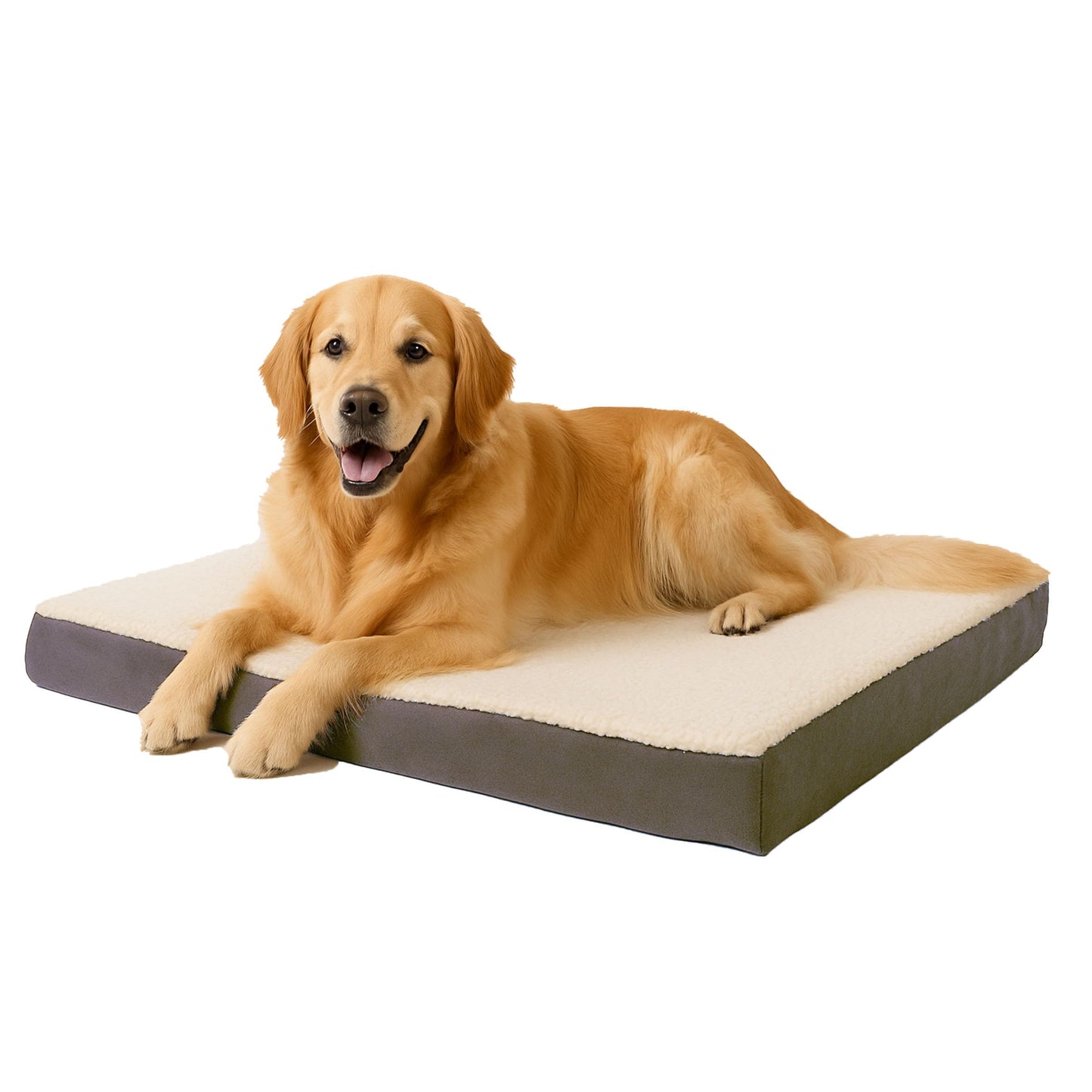 Orthopedic Dog Bed - 2-Layer Memory Foam Crate Mat with Machine Washable Sherpa Cover - 20x15 Pet Bed for Small Dogs Up to 20lbs by PETMAKER (Gray)