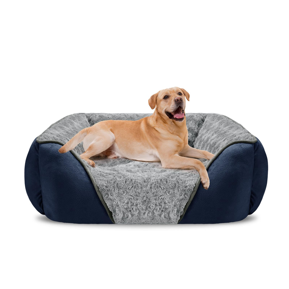 INVENHO Rectangle Washable Orthopedic Dog Bed for Small, Medium and Large Dogs, Soft Calming, Sleeping Puppy Bed Durable Pet Cuddler with Anti-Slip Bottom, S (20"x19"x6")