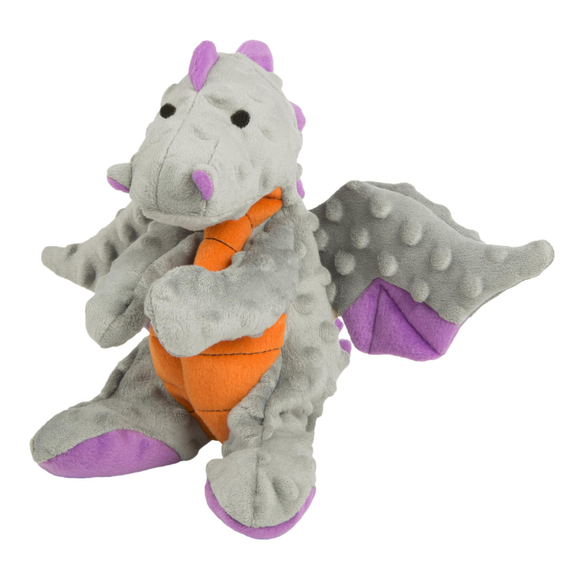goDog Bubble Plush Dragons Squeaky Dog Toy, Chew Guard Technology - Coral, Large