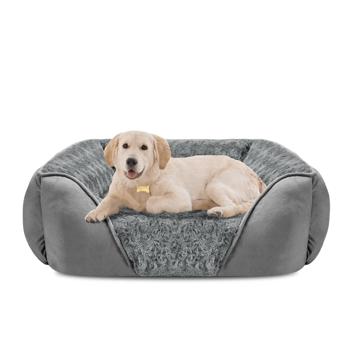 INVENHO Rectangle Washable Orthopedic Dog Bed for Small, Medium and Large Dogs, Soft Calming, Sleeping Puppy Bed Durable Pet Cuddler with Anti-Slip Bottom, S (20"x19"x6")