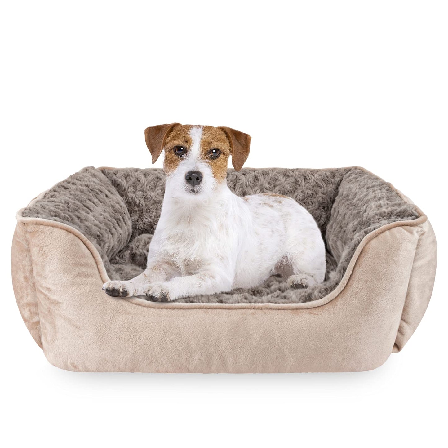 JOEJOY Rectangle Dog Bed for Large Medium Small Dogs - Washable Orthopedic Sofa Bed, Soft Breathable Puppy & Pet Cuddler, Durable Calming Dog Bed with Anti-Slip Bottom, Multiple Sizes, Beige
