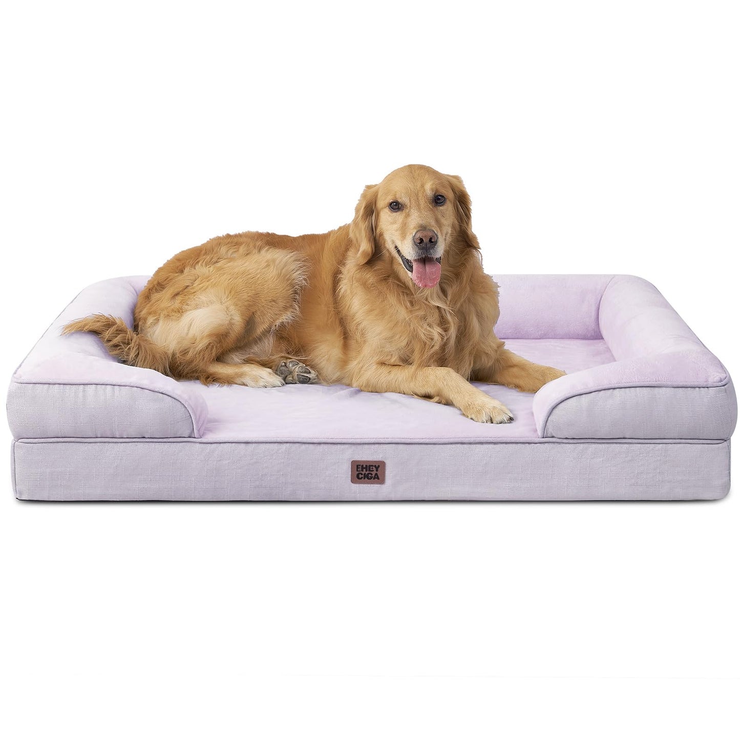 EHEYCIGA Orthopedic Dog Beds for Extra Large Dogs 44x32Inch, Waterproof Memory Foam XL Pet Bed with Sides, Non-Slip and Egg-Crate Foam Big Dog Couch Bed with Washable Removable Cover, Grey