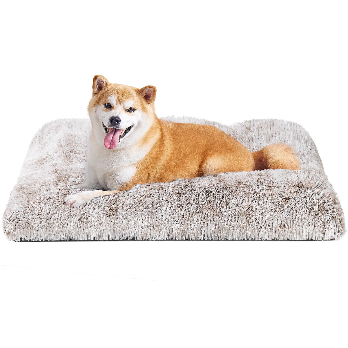 EHEYCIGA Fluffy Dog Crate Bed for Extra Large Dogs, Plush Faux Fur Pad, Calming Anti Anxiety XL Bed for Crate, Washable Soft Warm Dog Mat with Non-Slip Bottom, Grey