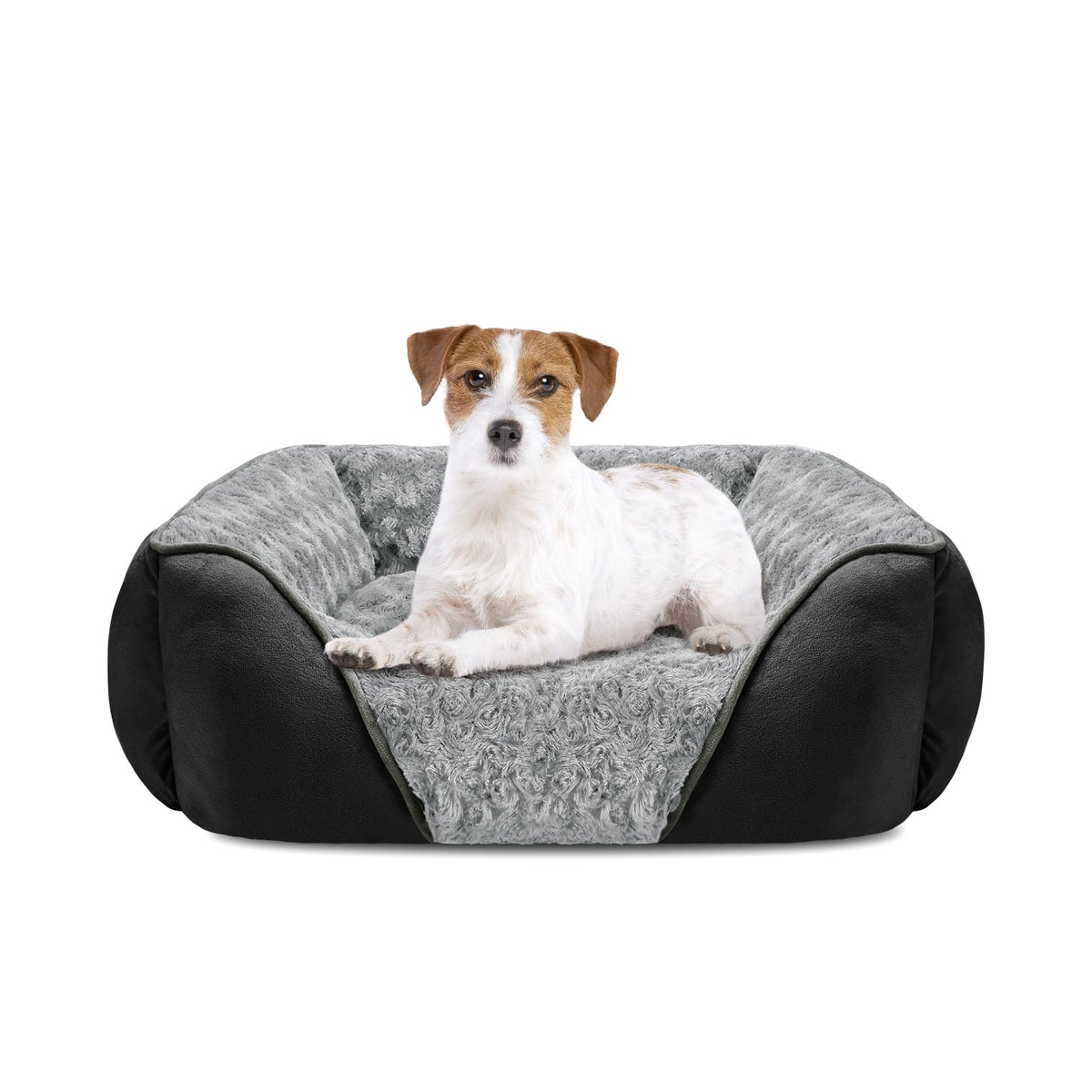 INVENHO Rectangle Washable Orthopedic Dog Bed for Small, Medium and Large Dogs, Soft Calming, Sleeping Puppy Bed Durable Pet Cuddler with Anti-Slip Bottom, S (20"x19"x6")