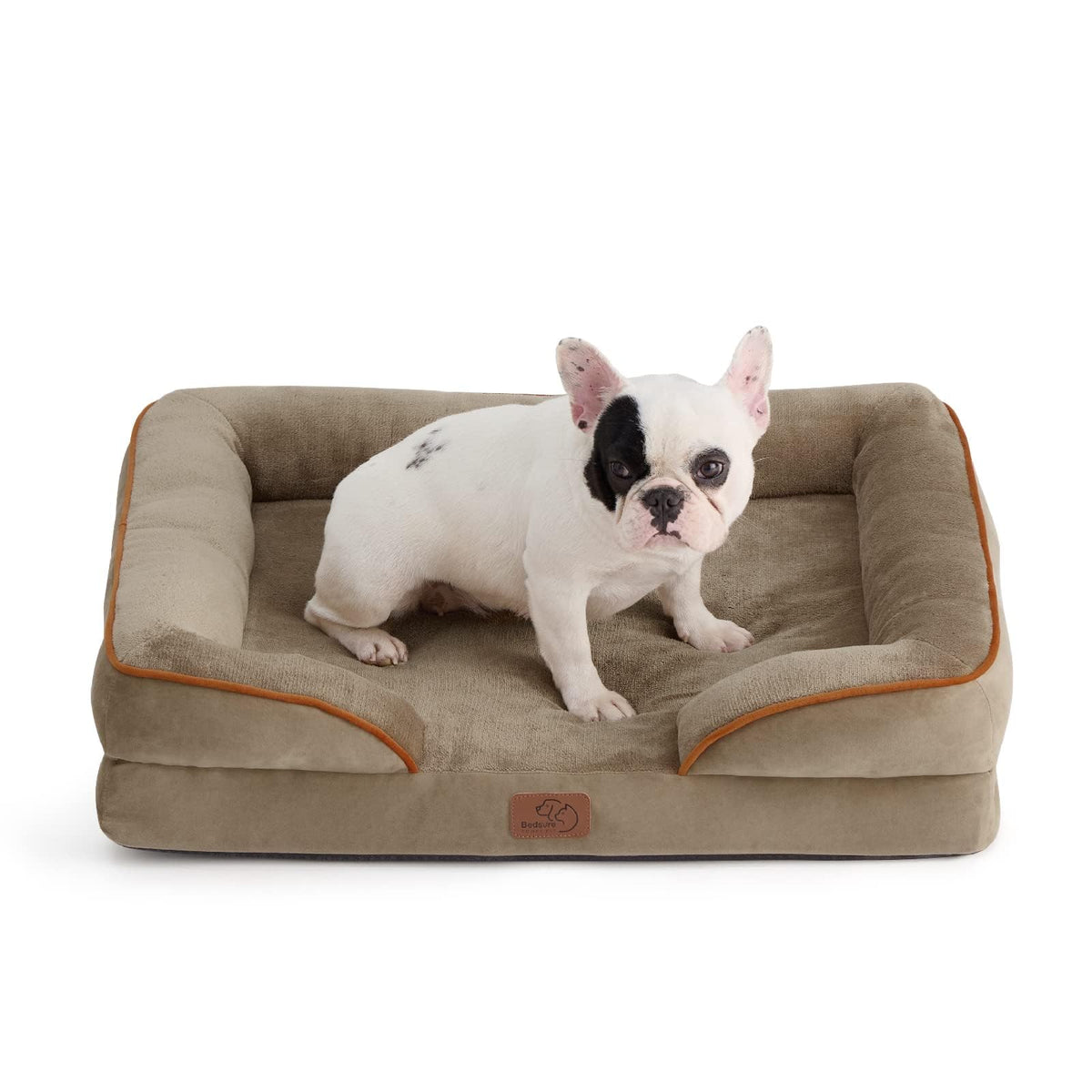 Bedsure Orthopedic Dog Bed Medium Size Dogs - Washable Small Medium Dog Cat Bed Waterproof, Comfort Cats Couch Sofa with Washable Removable Cover, Pets Bed with Nonskid Bottom, Grey, 28"