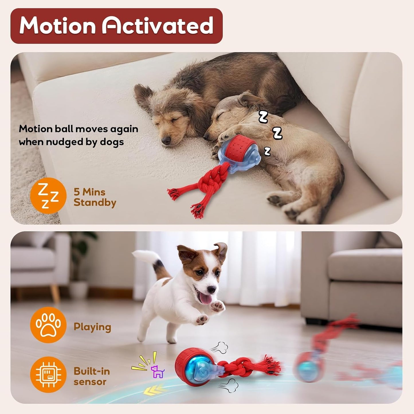 Dog Toys Interactive Dogs Squeaker with Super High-Speed Rechargeable Dog Barking Ball for Puppies