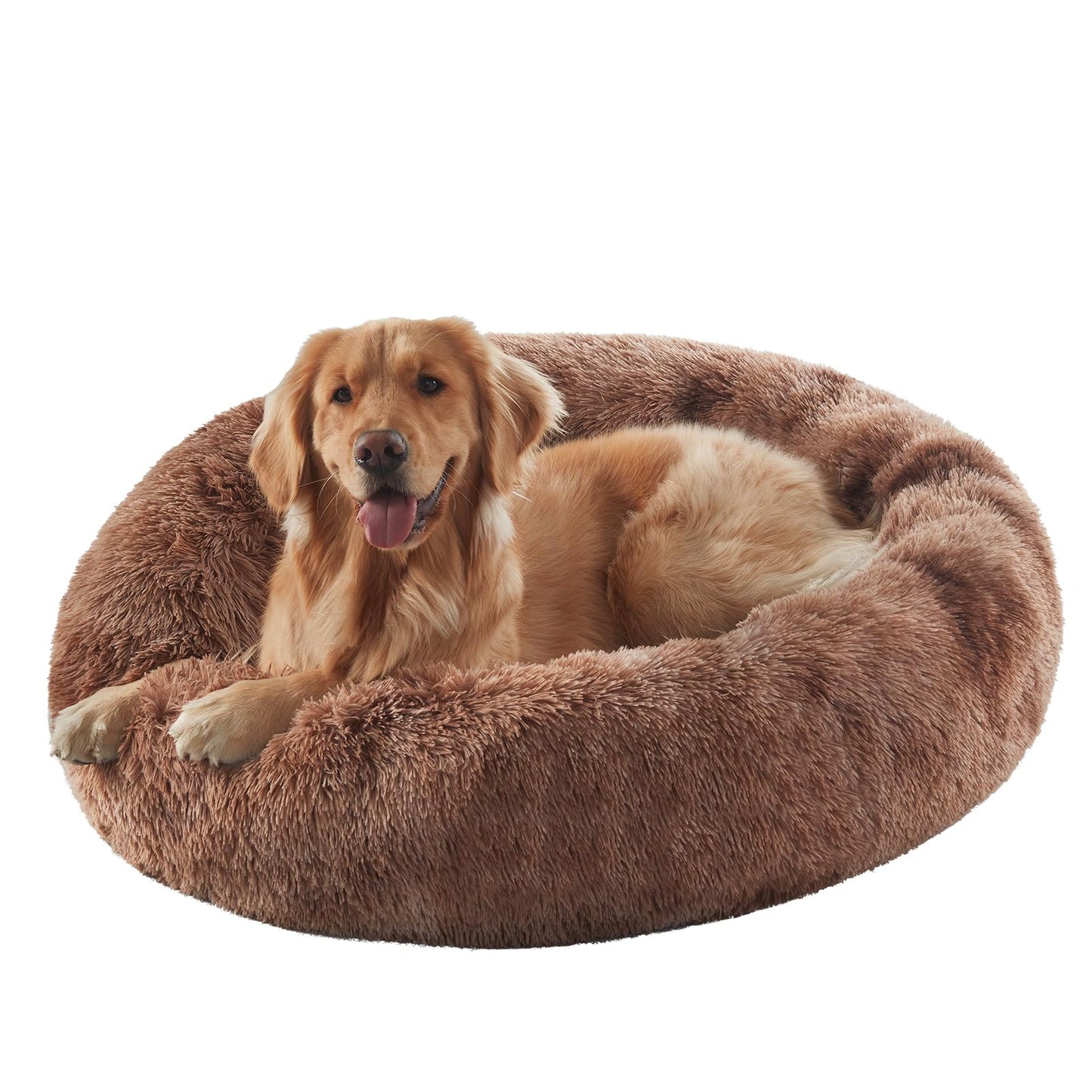 36 inches Donut Dog Bed for Large Dogs - Calming Fluffy Round Pet Bed with Removable & Washable Cover,Fits up to 80 lbs Pets (Dark Grey,Large)