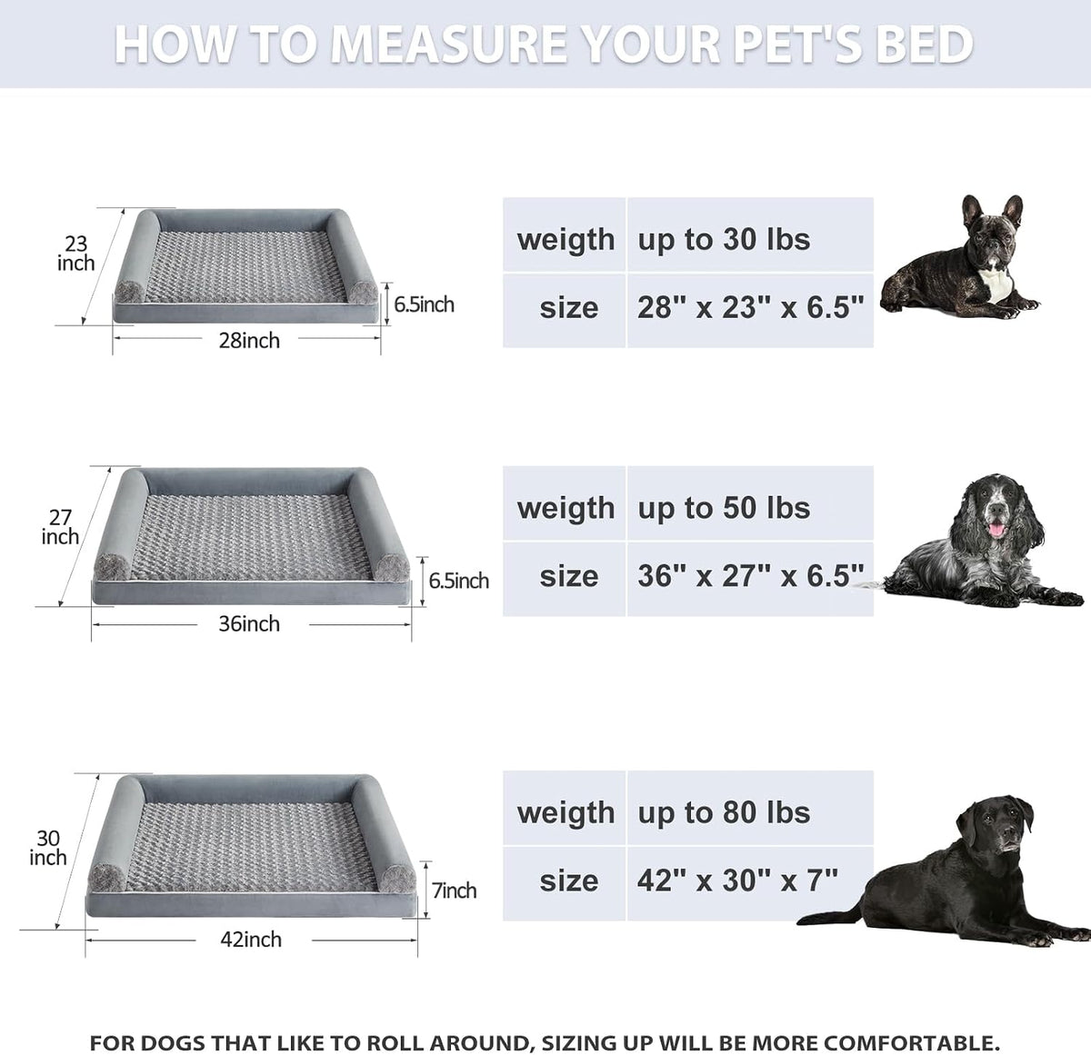 BFPETHOME Orthopedic Washable Dog Beds Large Sized Senior Dog for Comfy Sleeping with Removable Cover, Waterproof Big Soft Pet Couch Bed for Dogs Relax