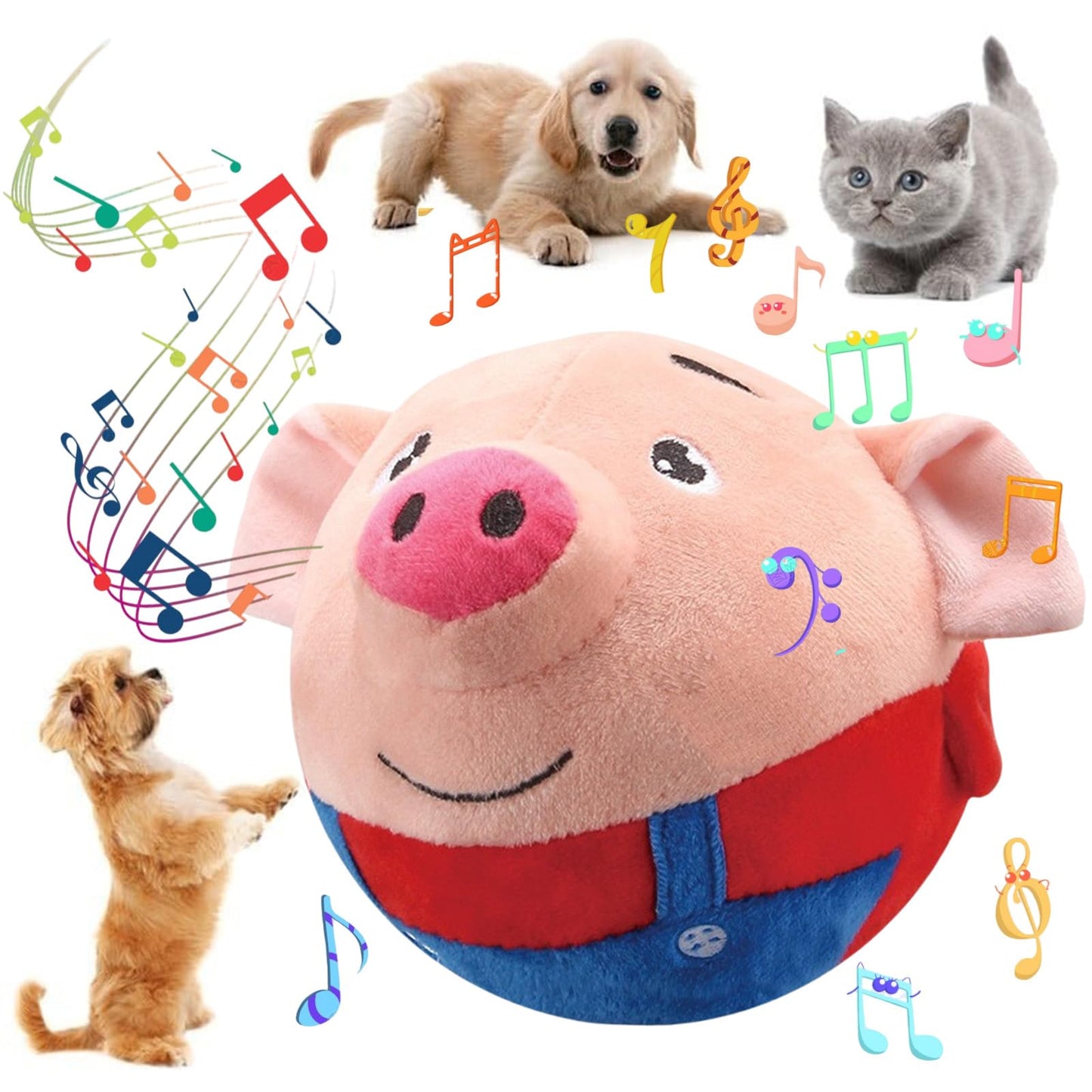 Interactive Dog Toys,Active Moving Pet Plush Toy,2026 New shaking dog ball pig dog toy Interactive Dog Ball with song Squeaky Moving Dog Ball Toy,Rechargeable Toys to Keep Them Busy Dog Toys(Blue Pig)
