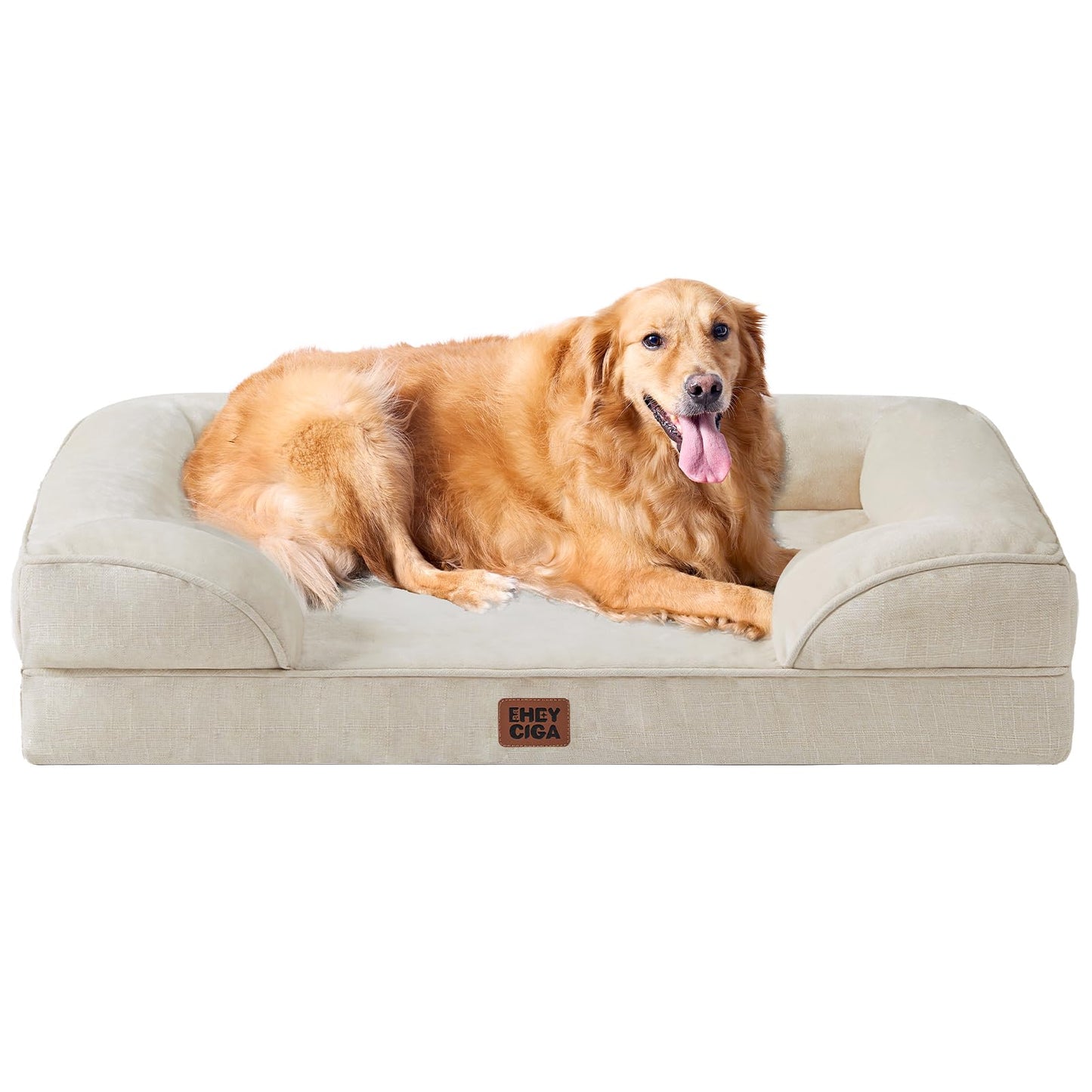 EHEYCIGA Orthopedic Dog Beds for Extra Large Dogs 44x32Inch, Waterproof Memory Foam XL Pet Bed with Sides, Non-Slip and Egg-Crate Foam Big Dog Couch Bed with Washable Removable Cover, Grey