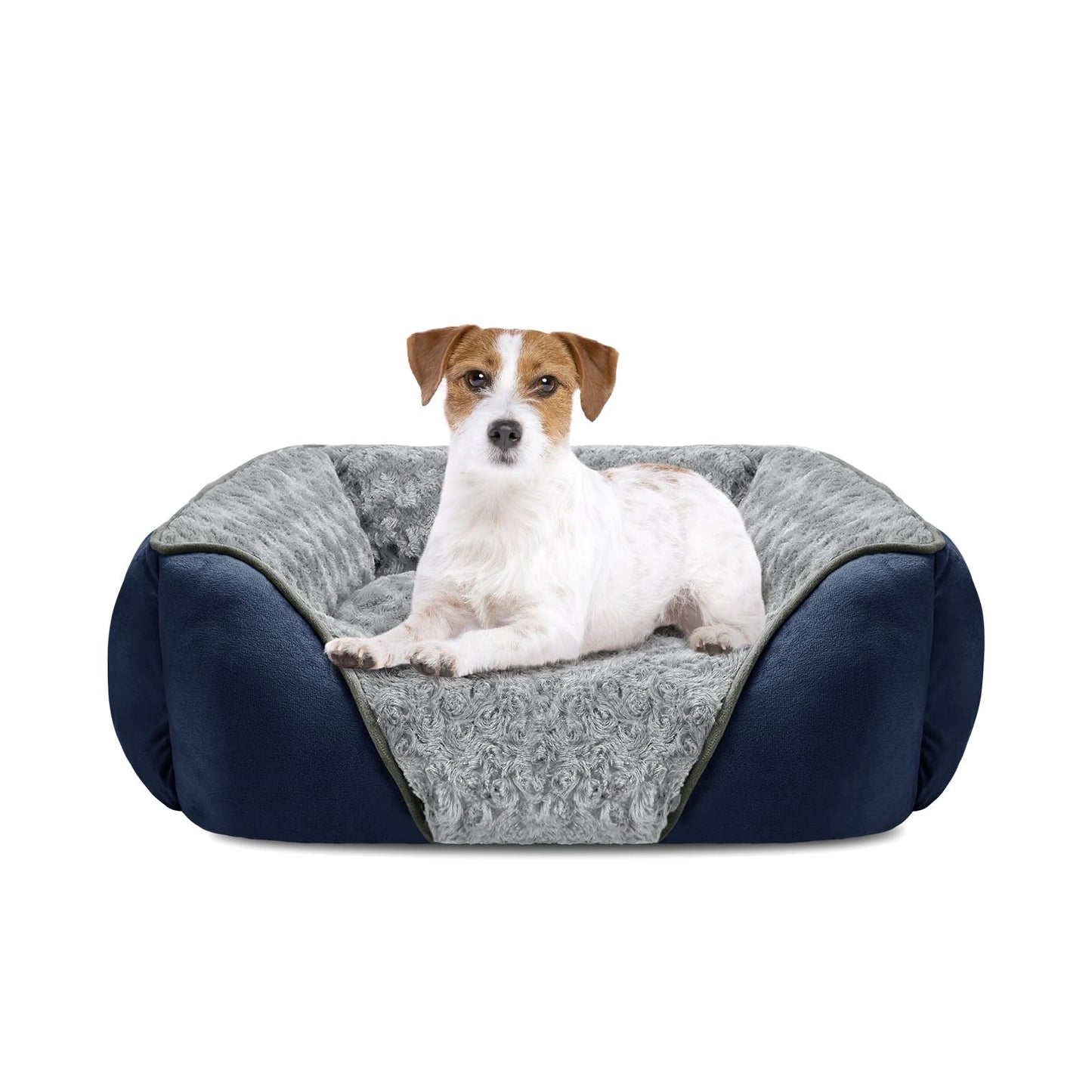 INVENHO Rectangle Washable Orthopedic Dog Bed for Small, Medium and Large Dogs, Soft Calming, Sleeping Puppy Bed Durable Pet Cuddler with Anti-Slip Bottom, S (20"x19"x6")