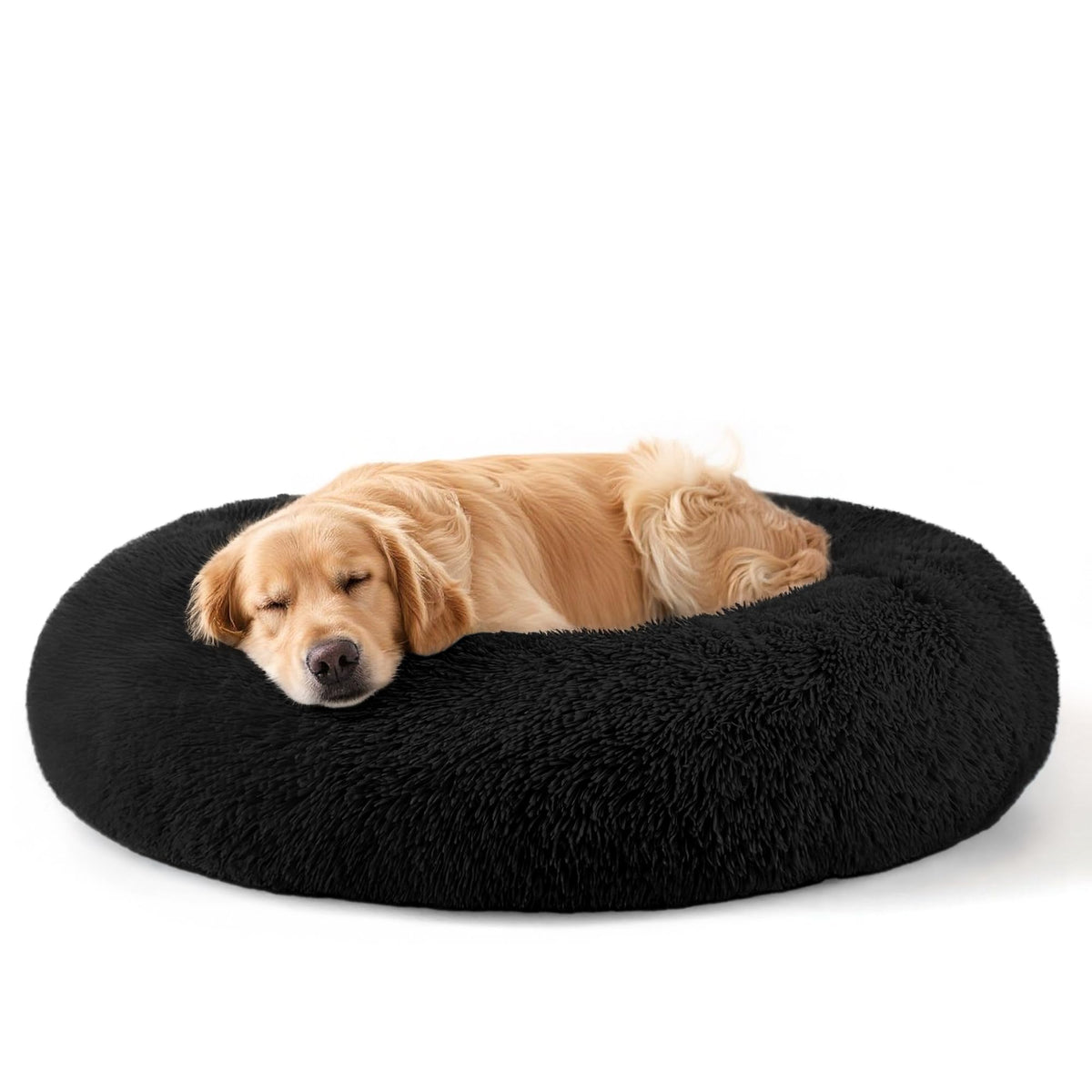 Hoewina Dog & Cat Bed for Indoor Cats, 20in Calming Donut Bed for Puppy and Kitten, Washable Round Fluffy Pet Bed for Small Medium Dogs and Cats (Light Grey)