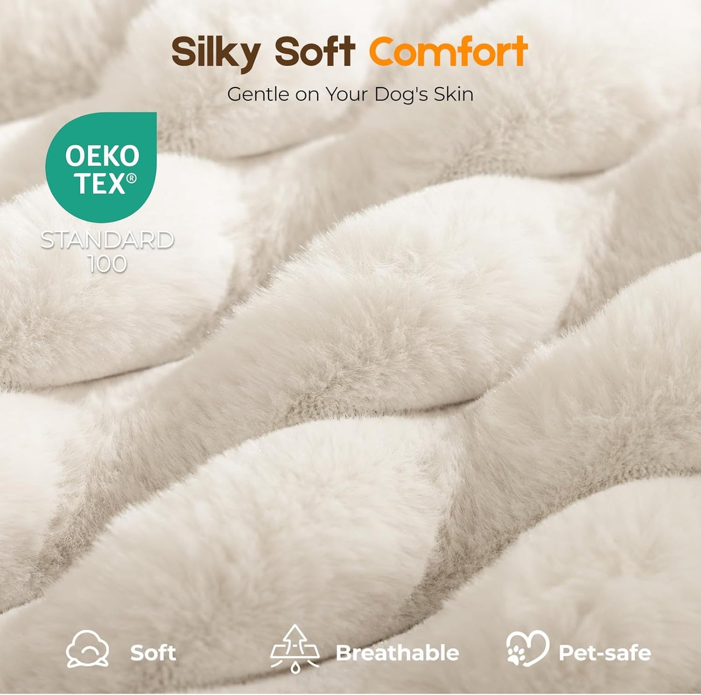 Orthopedic Dog Bed for Large Dog, Waterproof Pet Bed,Non-Slip Bottom and Egg-Crate Foam with Removable Washable Cover Crate Bed,Cream,36"x27"x3"
