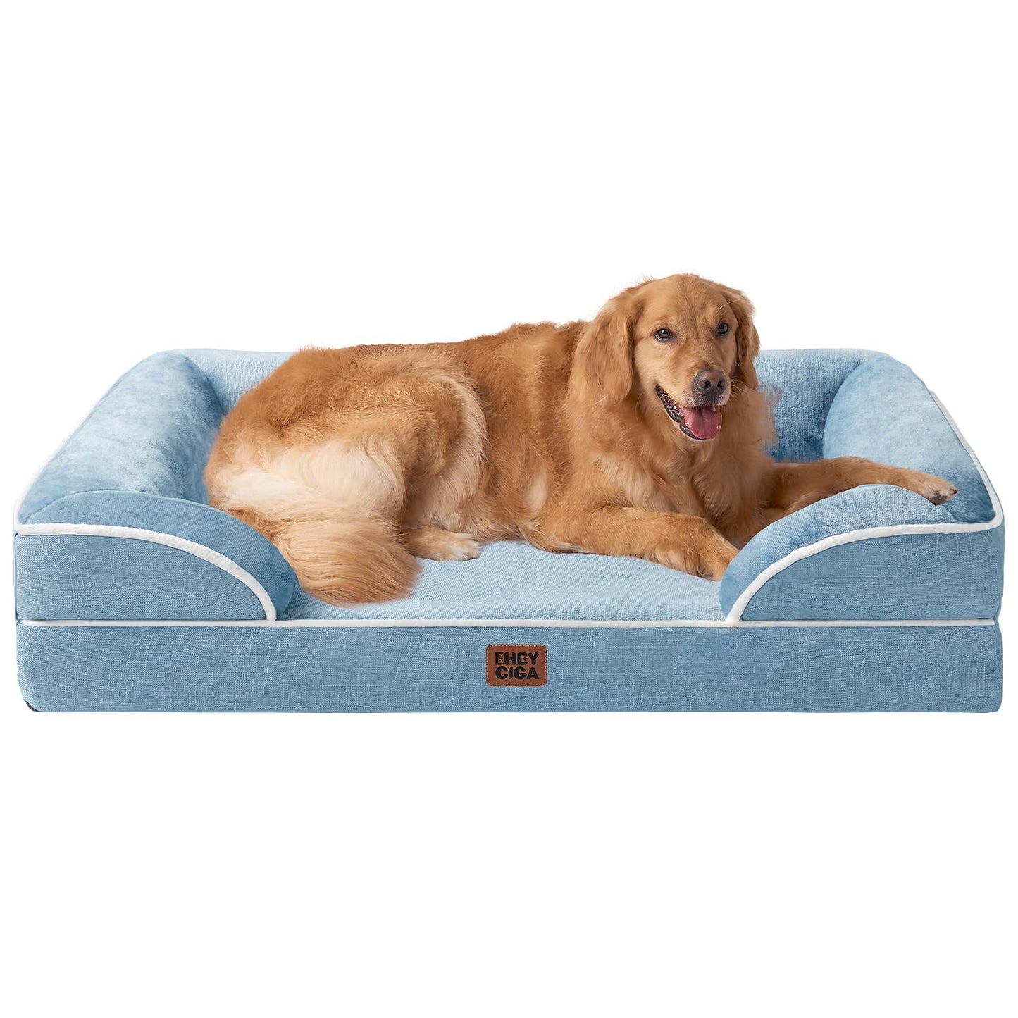 EHEYCIGA Orthopedic Dog Beds for Extra Large Dogs 44x32Inch, Waterproof Memory Foam XL Pet Bed with Sides, Non-Slip and Egg-Crate Foam Big Dog Couch Bed with Washable Removable Cover, Grey