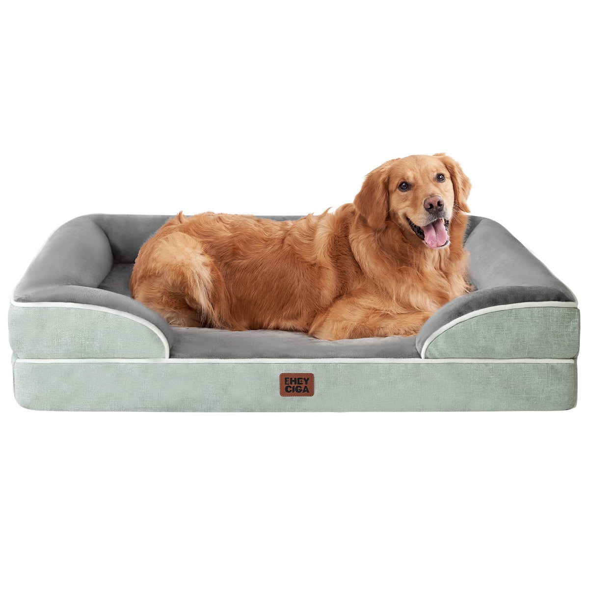 EHEYCIGA Orthopedic Dog Beds for Extra Large Dogs 44x32Inch, Waterproof Memory Foam XL Pet Bed with Sides, Non-Slip and Egg-Crate Foam Big Dog Couch Bed with Washable Removable Cover, Grey