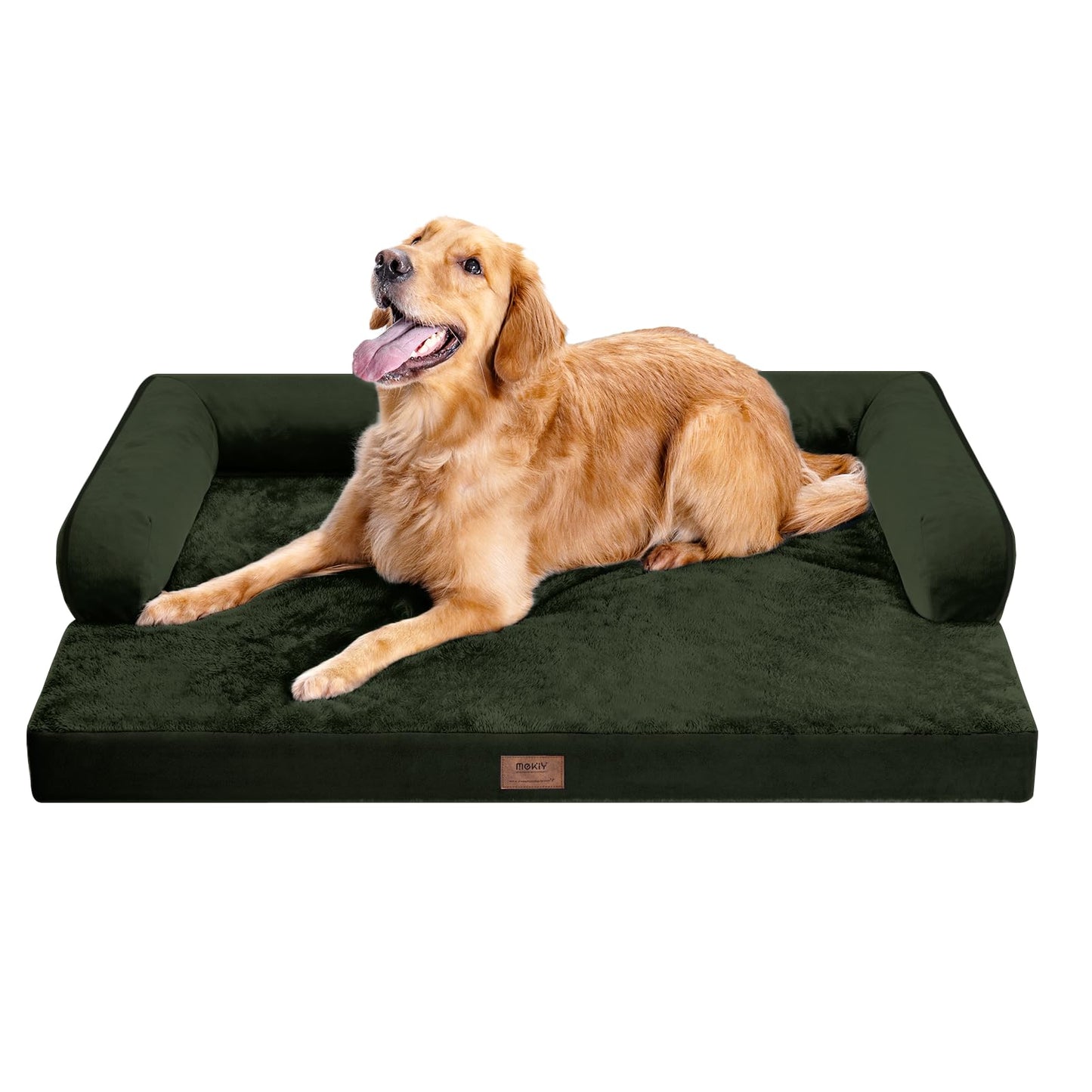 MEKIY Orthopedic Washable Dog Bed with Bolster for Medium to Large Dogs | Pillow Support for Neck Relief, Egg Crate Foam, Waterproof Liner, Anti-Slip Bottom, Removable Bolster Cover, 36 x 27 Inch