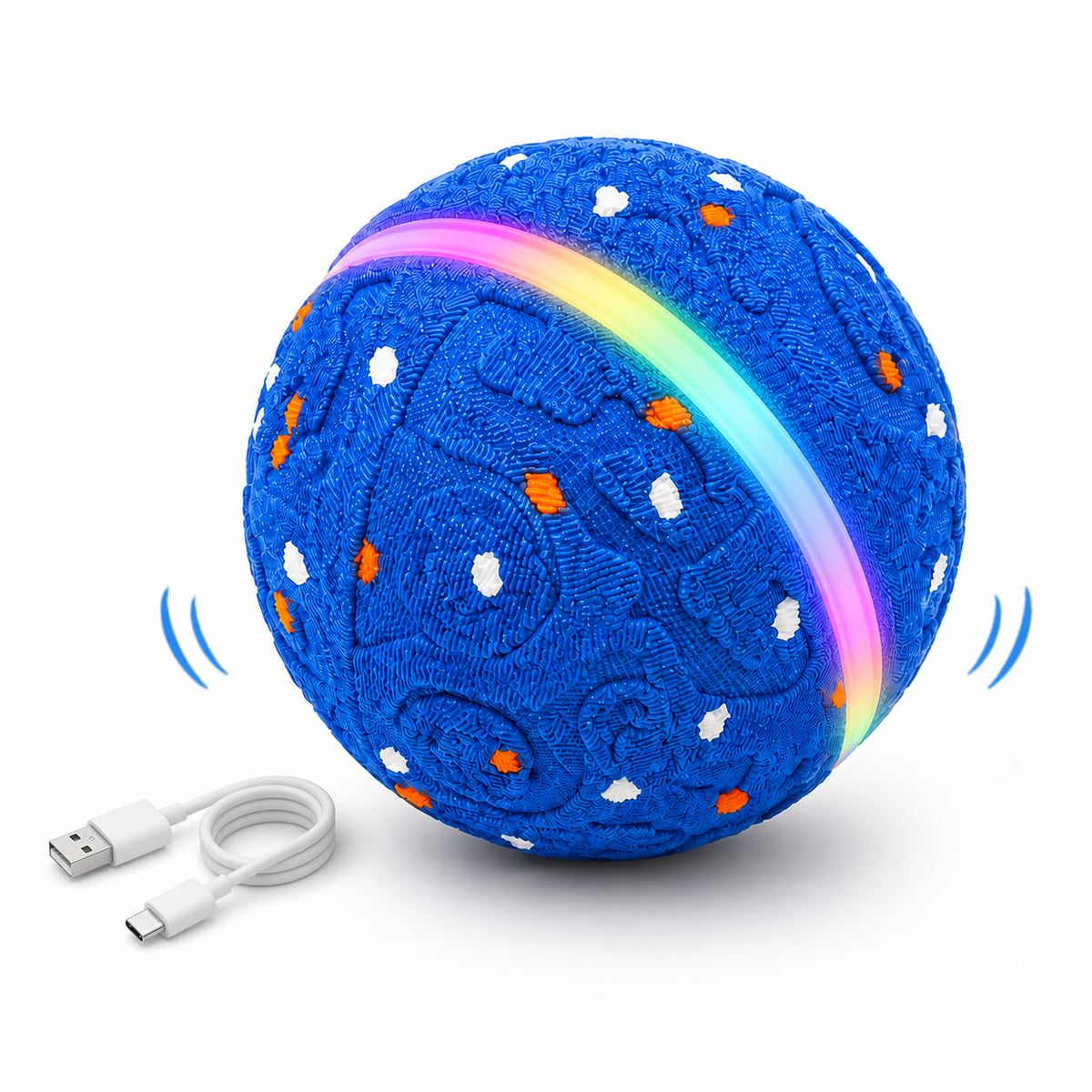 Interactive Dog Ball Toy[Newly Upgraded], Durable E-TPU Material, 3 Play Modes with Colorful Lights, E-TPU USB-C Rechargeable, IPX7 Waterproof Rating for Puppy, Medium and Large Dogs