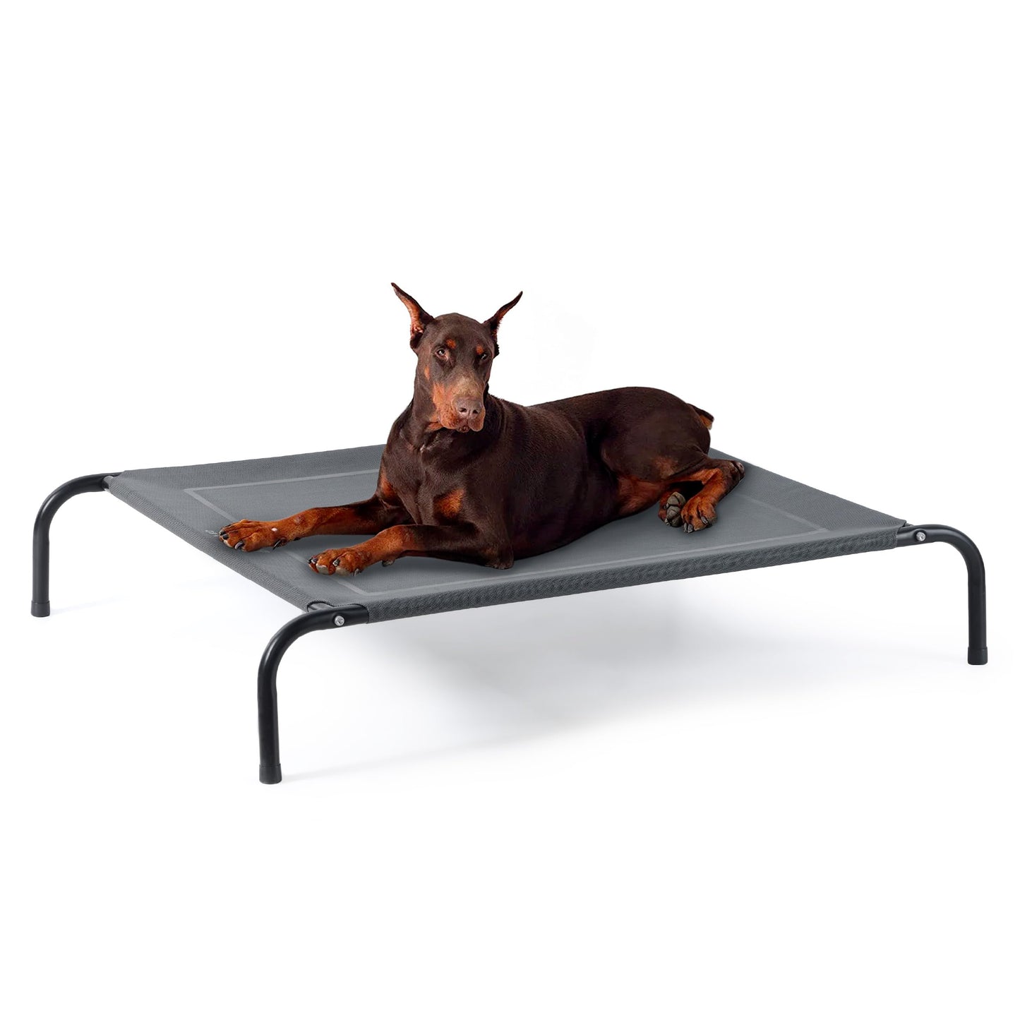 Bedsure Outdoor Elevated Cooling Dog Bed Large Sized Dog, 49in Grey | Portable raised camping pet cot hammock,Breathable Teslin mesh,Weather resistant,For large pets up to 85 lbs,Easy to assemble