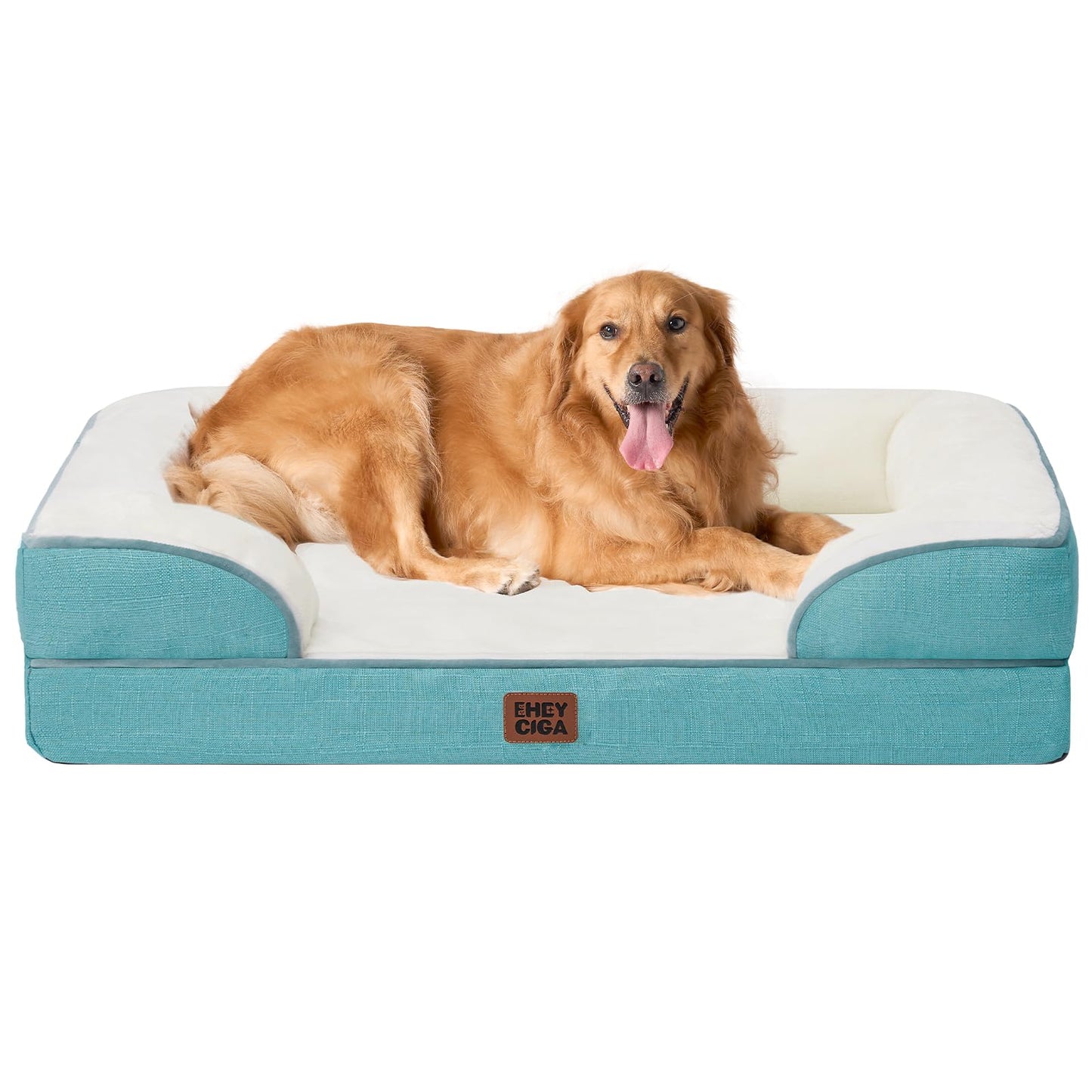EHEYCIGA Orthopedic Dog Beds for Extra Large Dogs 44x32Inch, Waterproof Memory Foam XL Pet Bed with Sides, Non-Slip and Egg-Crate Foam Big Dog Couch Bed with Washable Removable Cover, Grey