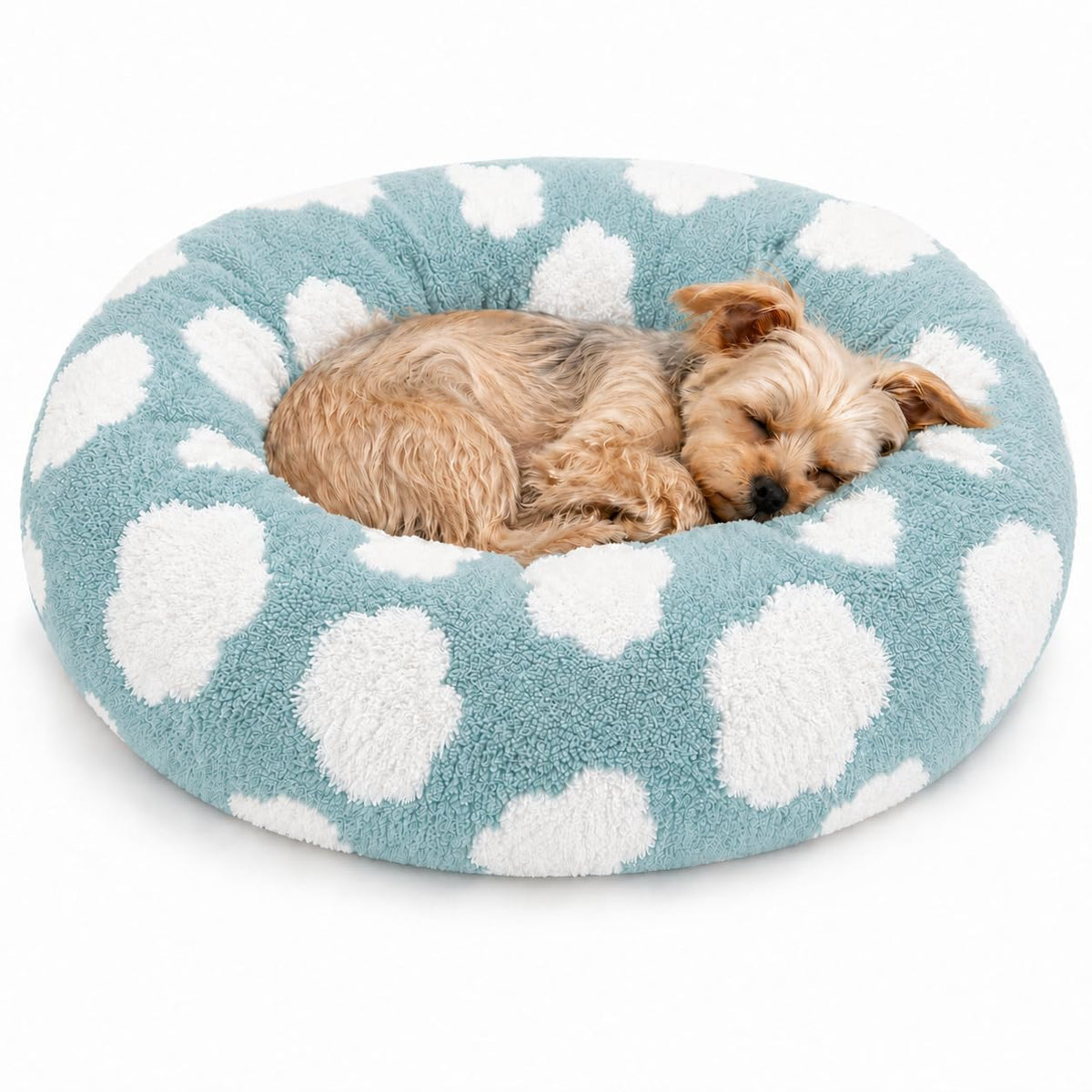 Whiskers & Friends Cat Beds for Indoor Cats, Fluffy Calming Donut Cat Bed, Small Dog Bed Washable - Orthopedic Soft Plush Pet Beds Sized for Kitten to Large Cats & Puppy to Small Dogs - Navy Grey 20''