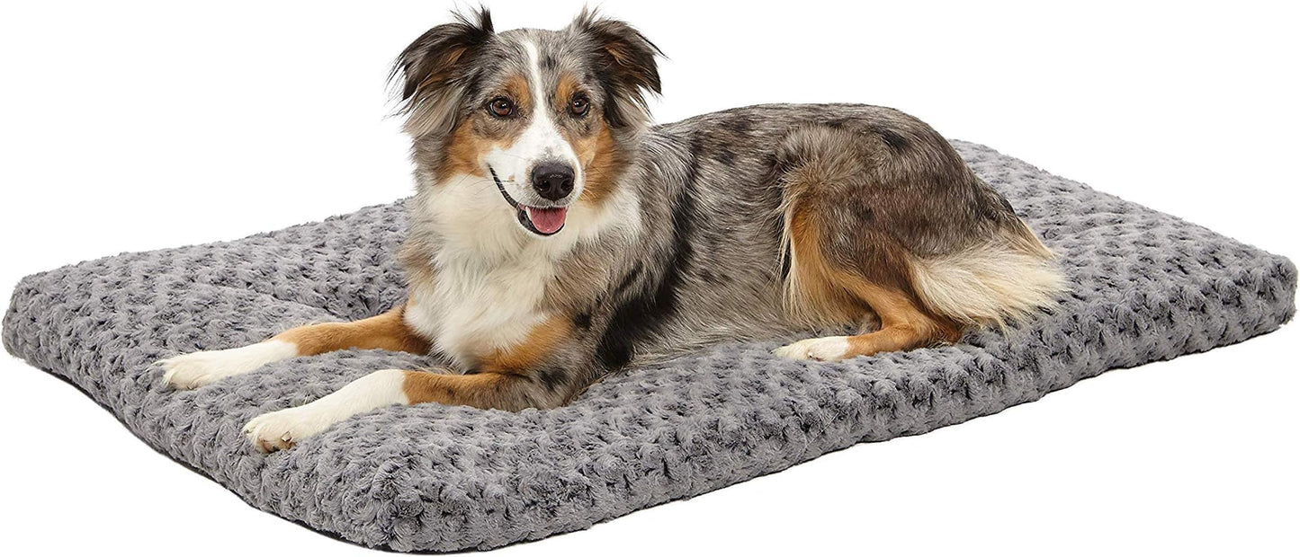 MidWest Homes for Pets Small QuietTime Deluxe Gray Ombré Swirl Plush Pet Bed, Machine Washable, Non-Skid Bottom, Soft Crate Mat for 24-inch Crates