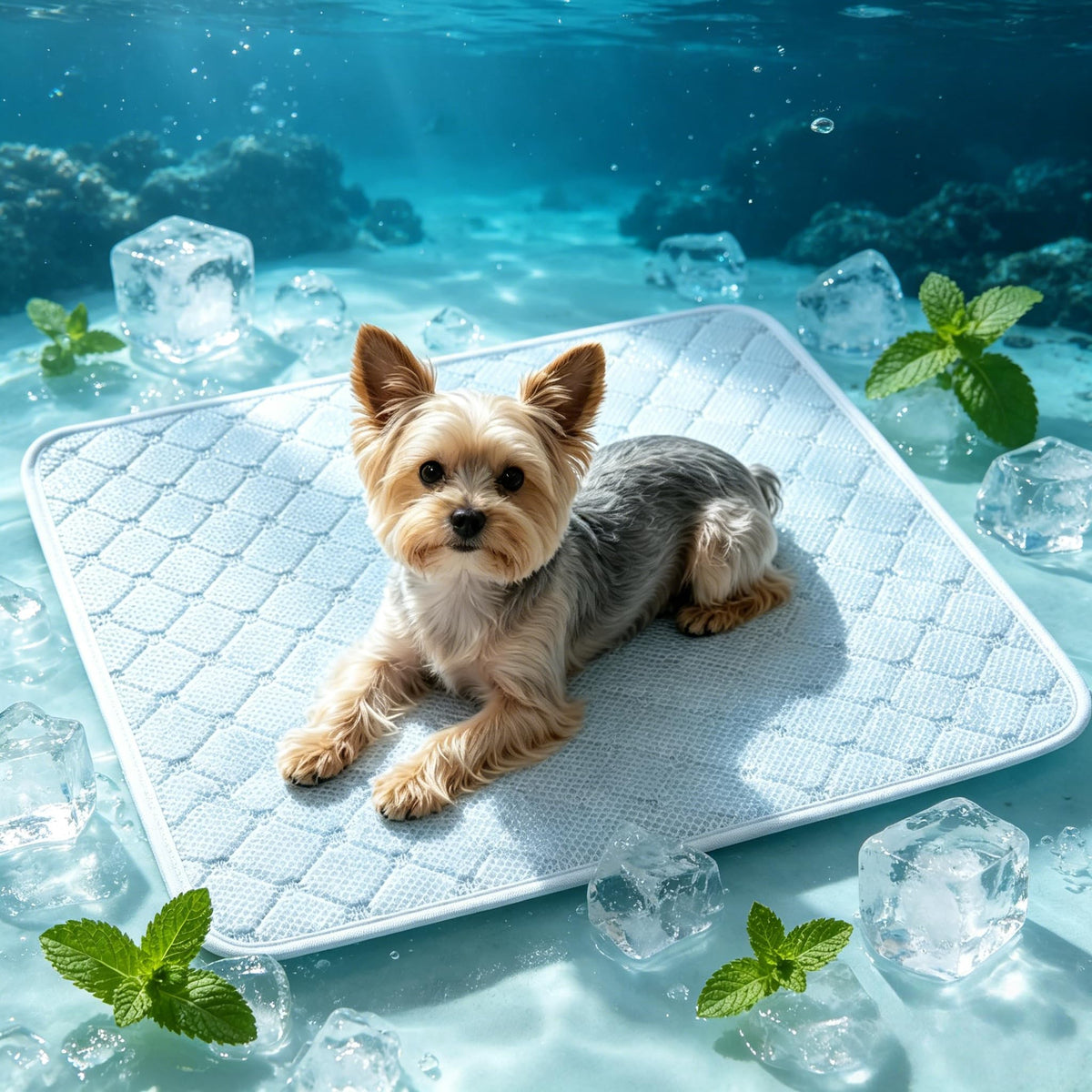 Pet Cooling Mat Scratch Resistant QMAX>0.5 Instant 6-12°F Drop No Water or Electricity Needed Self Cooling Crate Mat for Bed, Floor, Car Travel Indoor Outdoor Summer Use Light Blue 24" x 18"