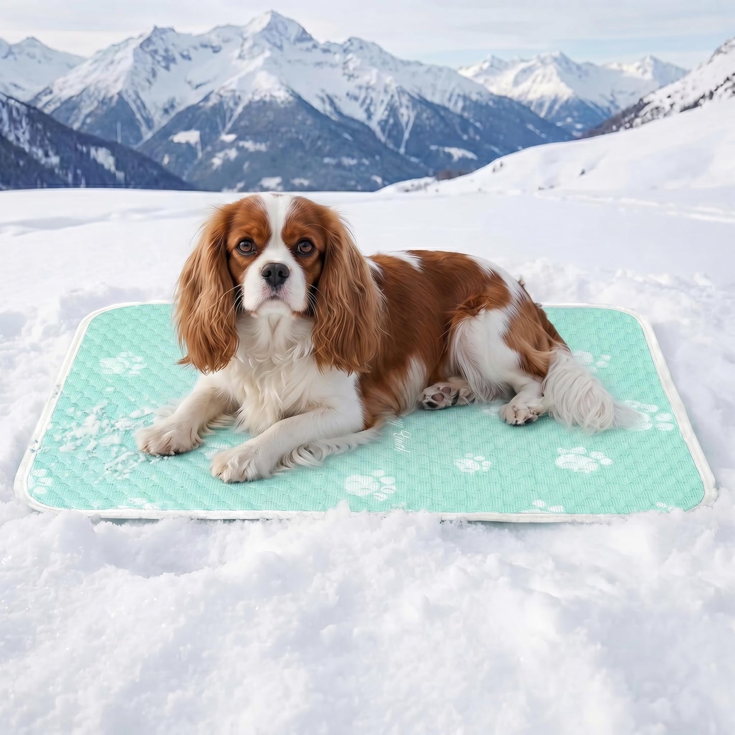 Waterpoof Cooling Mat for Small Dog, Q-Max>0.5 Breathable Cold Crate Pad for Puppy Cat, Washable Kennel Bed for Active Pet with Chill Soothing Fabric to Rapid Cooling, 24×18, Blue