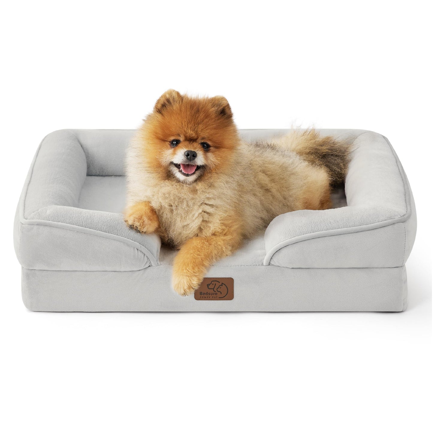 Bedsure Orthopedic Dog Bed Medium Size Dogs - Washable Small Medium Dog Cat Bed Waterproof, Comfort Cats Couch Sofa with Washable Removable Cover, Pets Bed with Nonskid Bottom, Grey, 28"