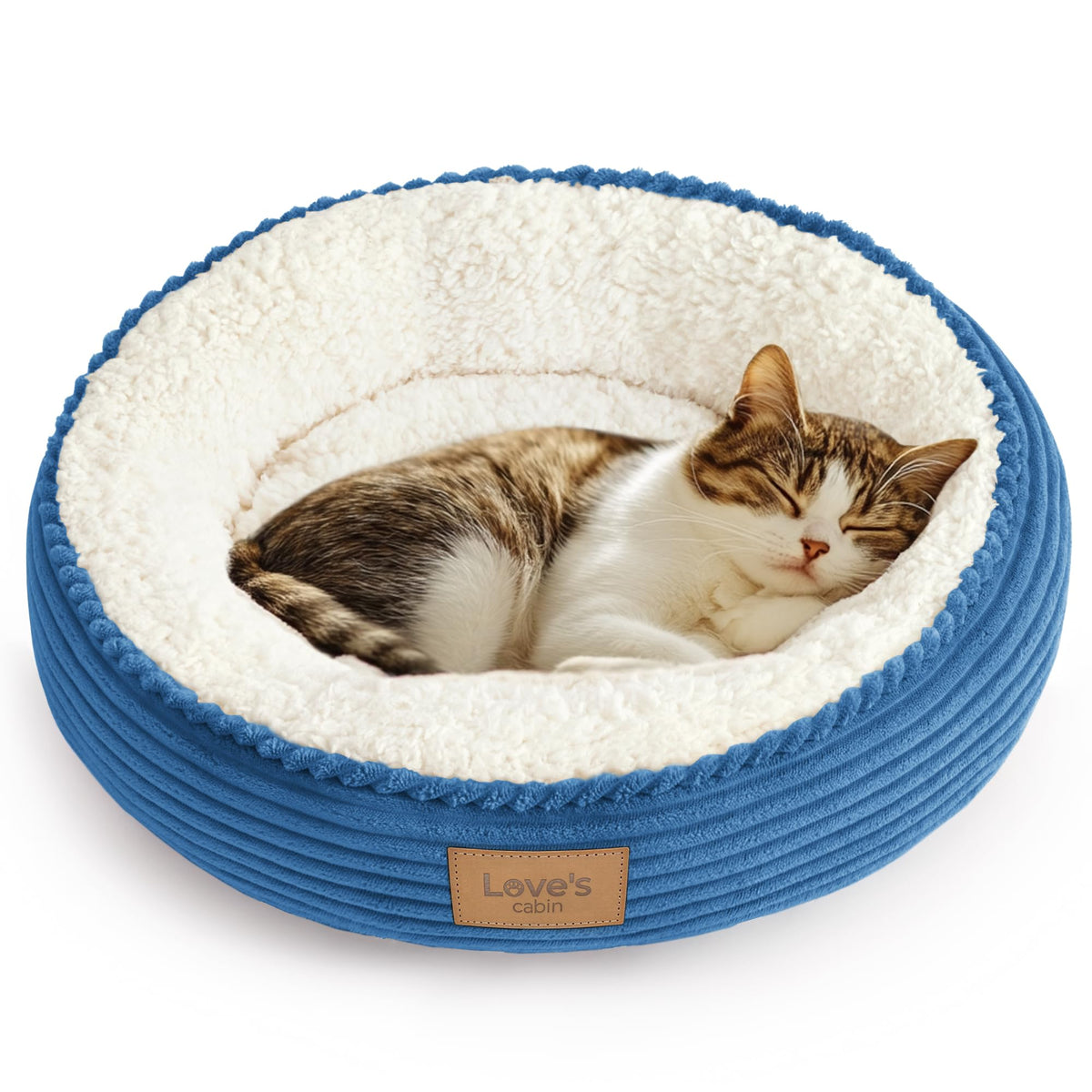 Love's cabin Round Donut Cat and Dog Cushion Bed, 20in Bed for Cats or Small Dogs, Anti-Slip & Water-Resistant Bottom, Super Soft Durable Fabric Pet Beds, Washable Luxury Cat & Dog Bed Gray