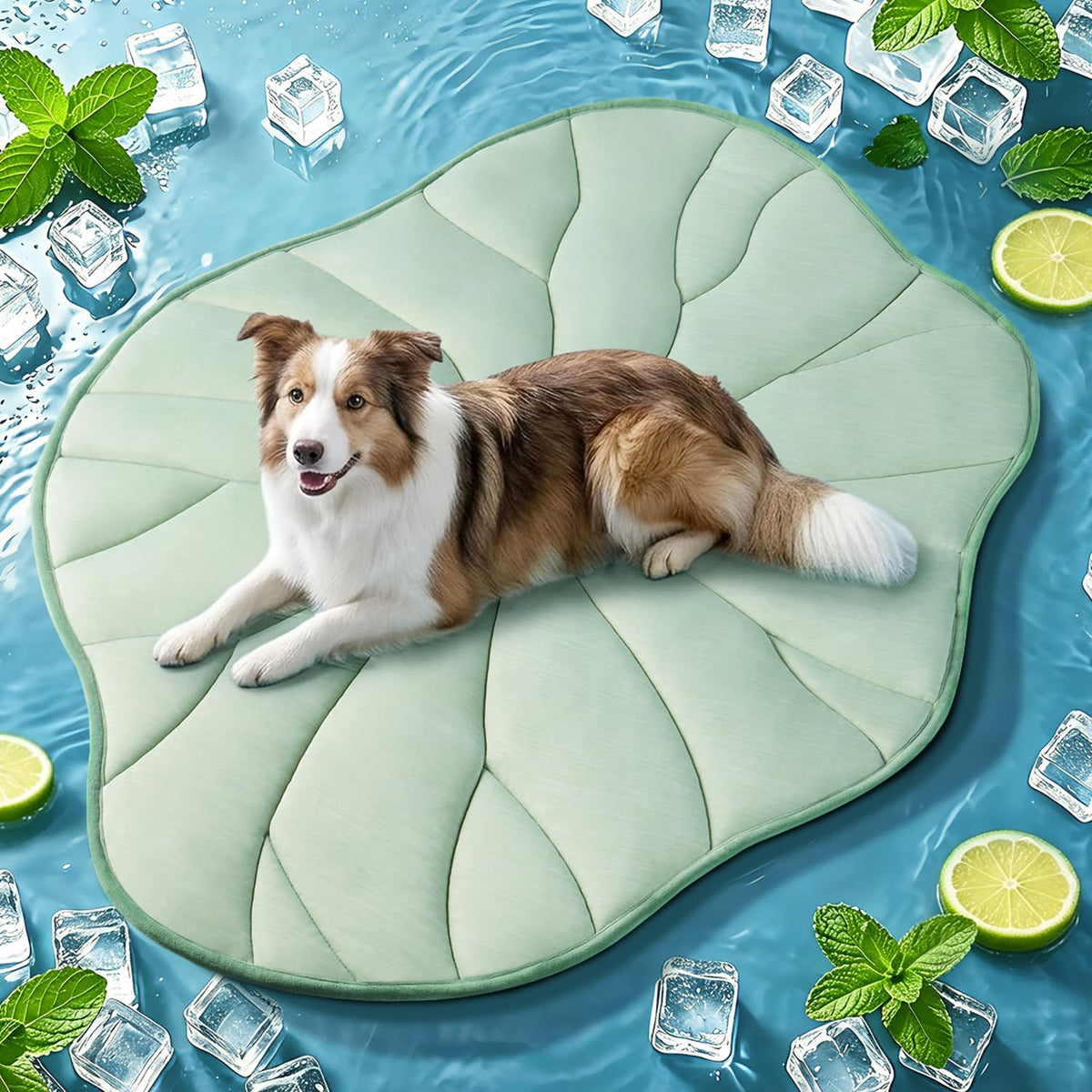 BG-BABYGO Dog Cooling Mat, 36" x 23" Reversible Self Cooling Mat for Small & Medium Dogs, Washable Cooling Pad for Pets 2.0 Summer Pet Cooling Pad for Crate Kennel Sofa Floor Outdoor Portable Green