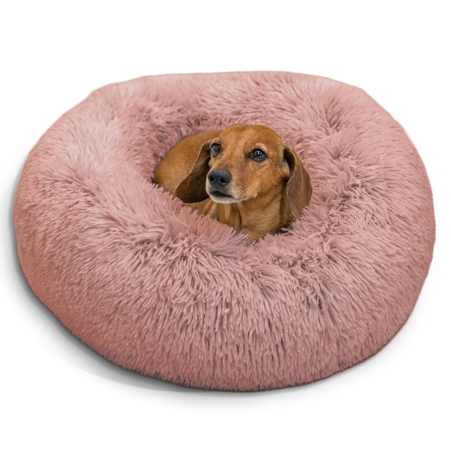 Best Friends by Sheri The Original Calming Donut Dog Bed for Small Dogs up to 25 lbs, Shag Faux Fur, Frost Gray, 23" x 23"