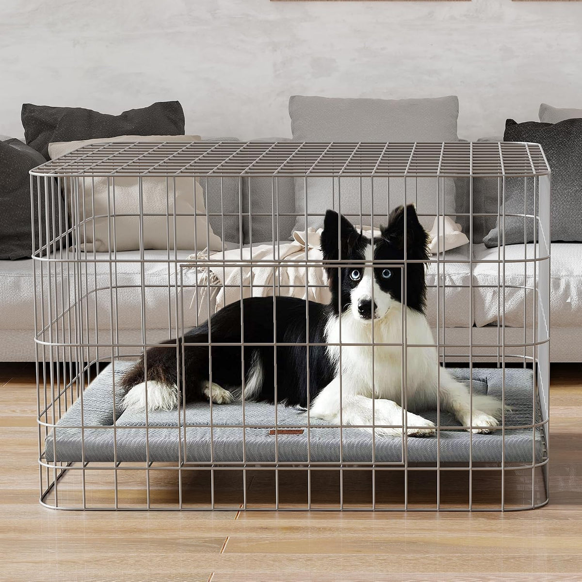 WESTERN HOME Dog Bed for Crate, Medium/Large Dogs Crate Bed with Soft Wavy Plush Comfortable Anti-Slip Kennel Pad Washable Pet Beds Mat for Dogs & Cats, Grey
