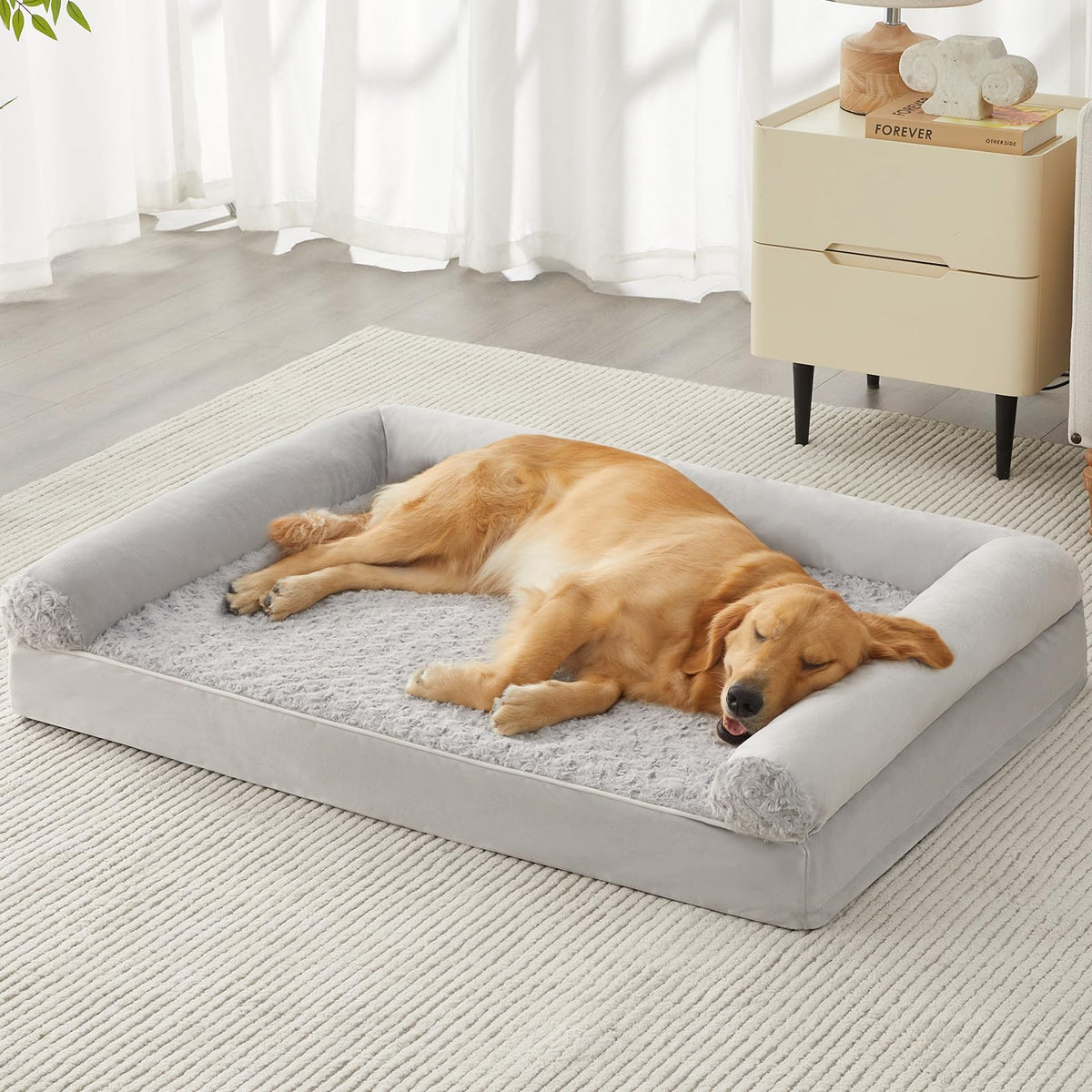 BFPETHOME Orthopedic Washable Dog Beds Large Sized Senior Dog for Comfy Sleeping with Removable Cover, Waterproof Big Soft Pet Couch Bed for Dogs Relax