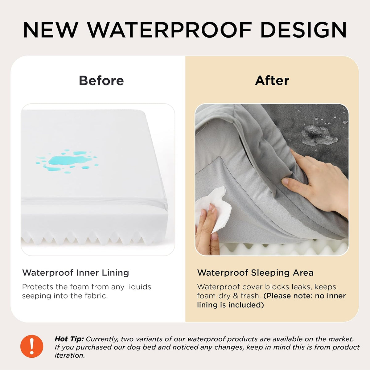 Bedsure Orthopedic Dog Bed Medium Size Dogs - Washable Small Medium Dog Cat Bed Waterproof, Comfort Cats Couch Sofa with Washable Removable Cover, Pets Bed with Nonskid Bottom, Grey, 28"