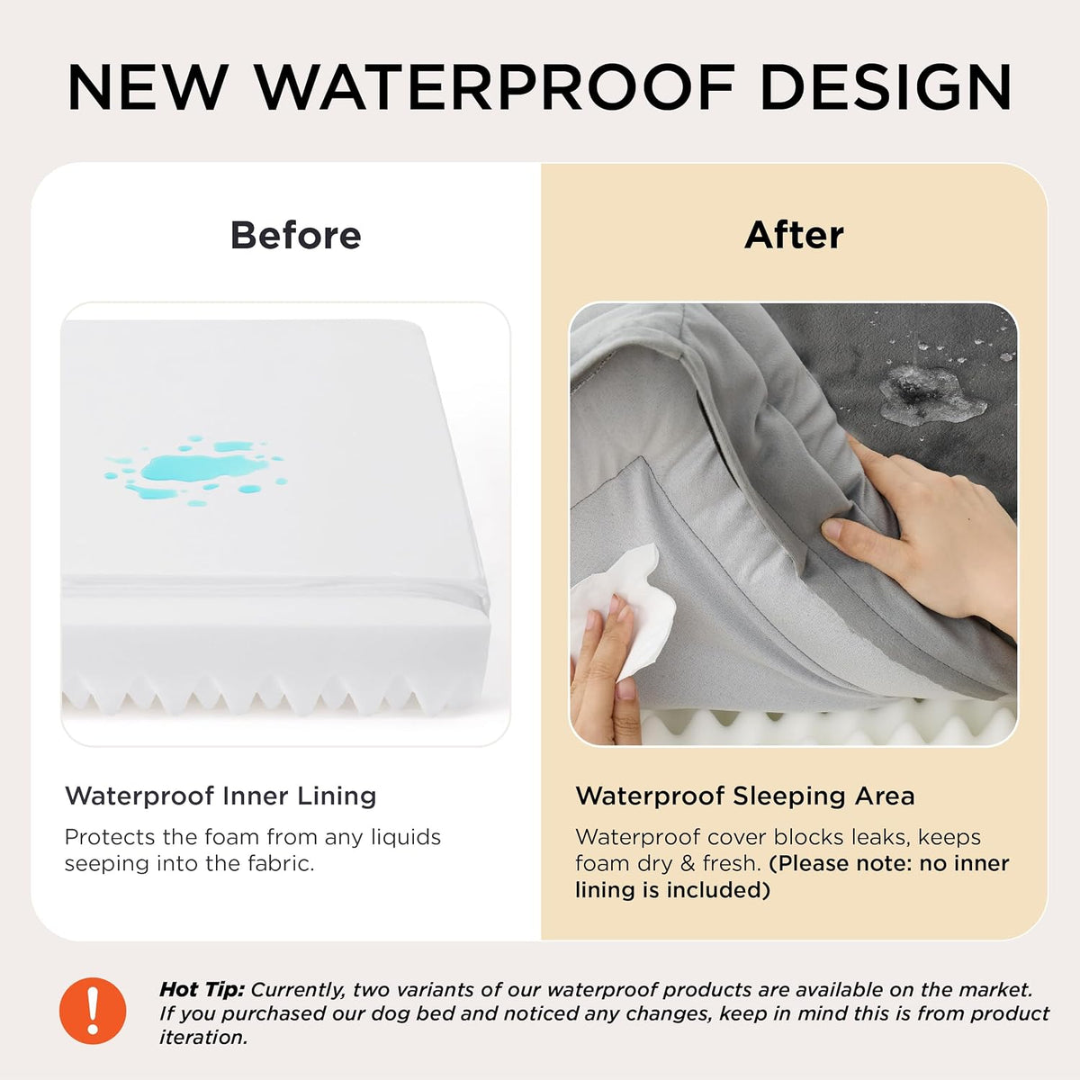 Bedsure Orthopedic Dog Beds Large Sized Dog - Washable Large Dog Cat Bed Waterproof, Comfort Dogs Couch Sofa with Washable Removable Cover, Pet Bed with Nonskid Bottom, Grey, 35"