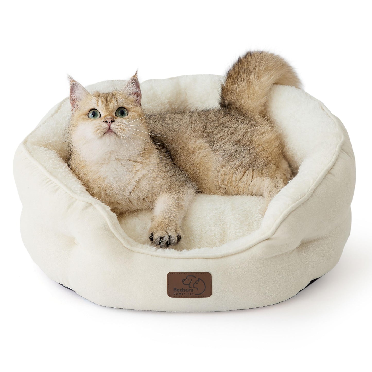 Bedsure Small Dog Bed Washable,Round Cat Beds for Indoor Cats,20in Came | Soft Plush Pet Bed,Dog Beds for Small Dogs for Puppy and Kittens,Anti-Slip Bottom,Easy to Clean