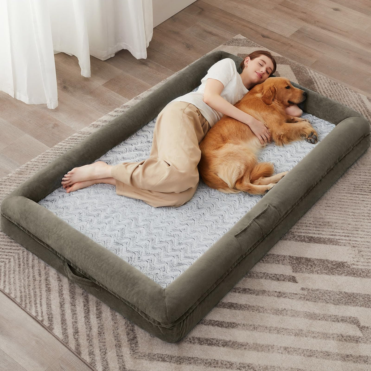 WNPETHOME XL Extra Large Dog Bed, Washable Dog Couch with Removable Waterproof Cover, Orthopedic Large Pet Sofa Bed with Bolster Sides for Sleeping