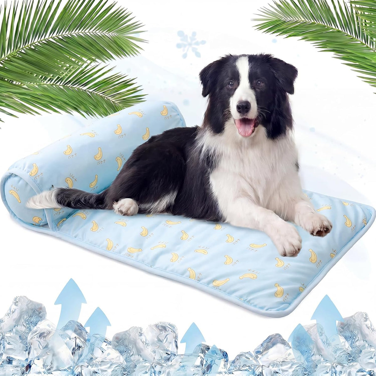 Dog Ice Silk Cooling Mat for Small Medium Dogs & Cats, Blue S | Non-Slip Breathable Cool Pet Pad, Cool Mat with Pillow, Portable Summer Dog Cooling Bed, Indoor Outdoor Travel Use