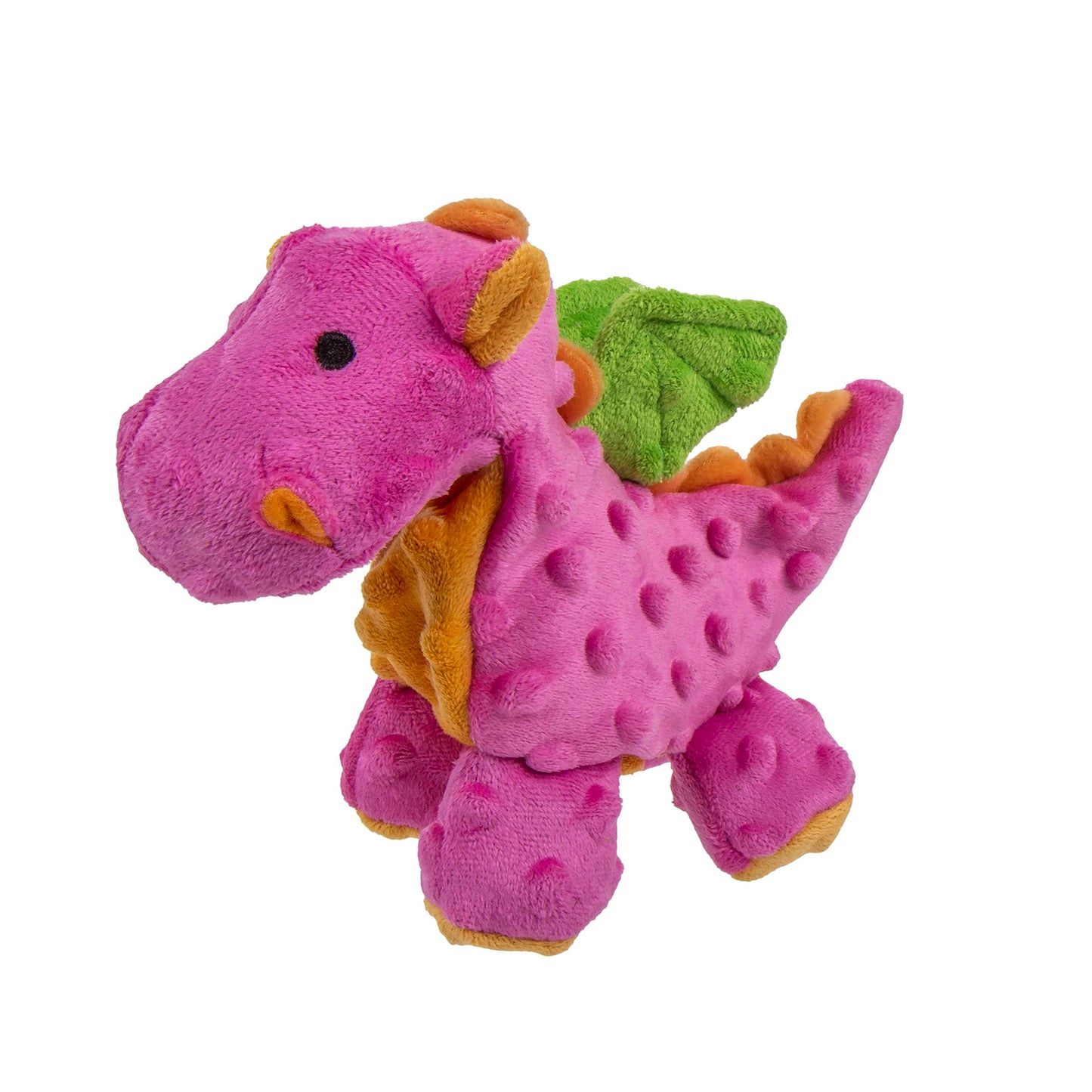goDog Bubble Plush Dragons Squeaky Dog Toy, Chew Guard Technology - Coral, Large