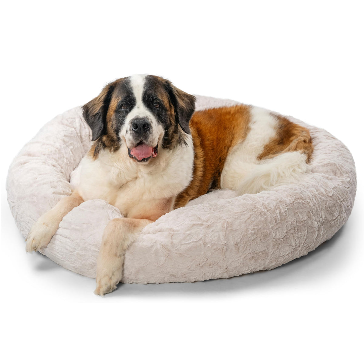 Best Friends by Sheri The Original Calming Donut Dog Bed for Small Dogs up to 25 lbs, Shag Faux Fur, Frost Gray, 23" x 23"