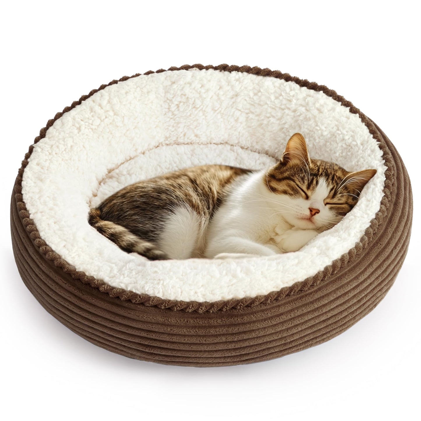 Love's cabin Round Donut Cat and Dog Cushion Bed, 20in Bed for Cats or Small Dogs, Anti-Slip & Water-Resistant Bottom, Super Soft Durable Fabric Pet Beds, Washable Luxury Cat & Dog Bed Gray