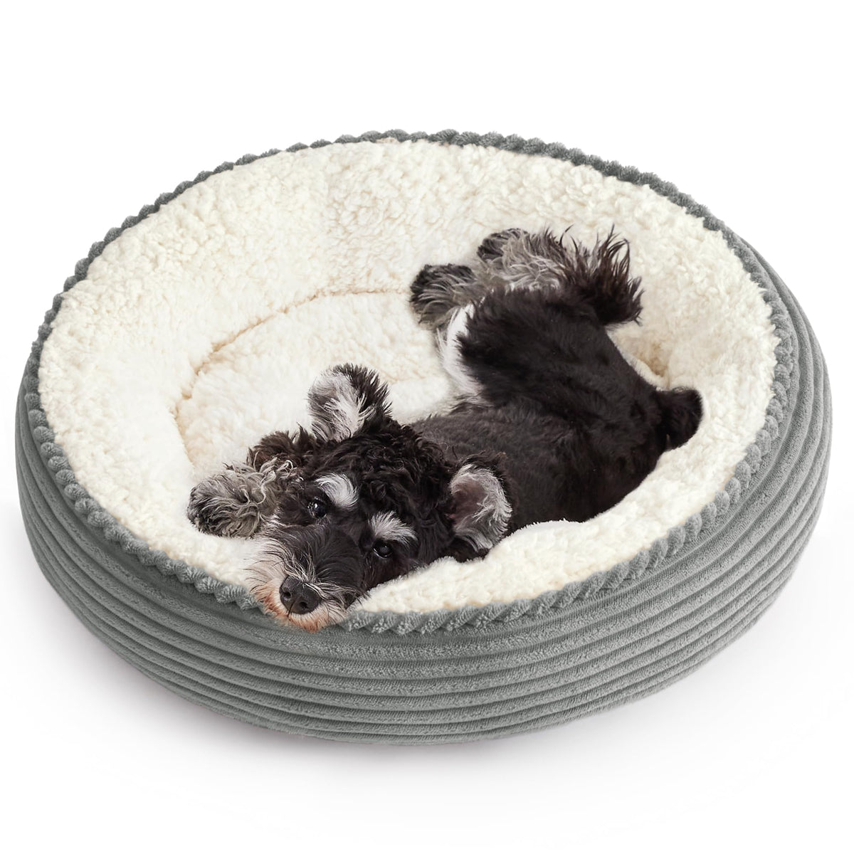 Love's cabin Round Donut Cat and Dog Cushion Bed, 20in Bed for Cats or Small Dogs, Anti-Slip & Water-Resistant Bottom, Super Soft Durable Fabric Pet Beds, Washable Luxury Cat & Dog Bed Gray