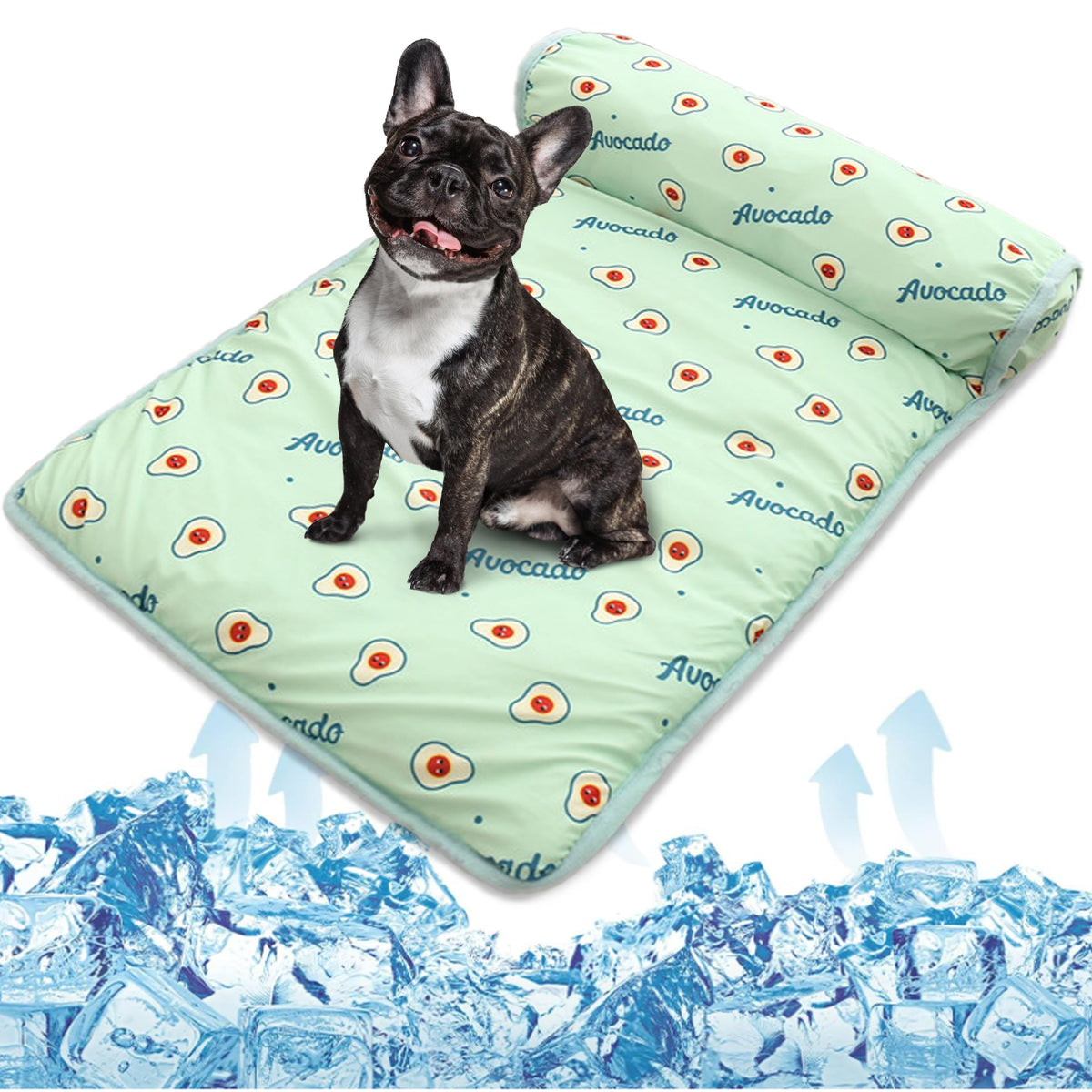 PUMYPOREITY Cooling Dog Bed, Pet Cooling Mat with Pillow, Ice Silk Cooling Dog Blanket, Self Cooling Pad for Cat,Dog, Washable Summer Pet Mat for Kennel, Crates, Sofa, Floor, Pink, S